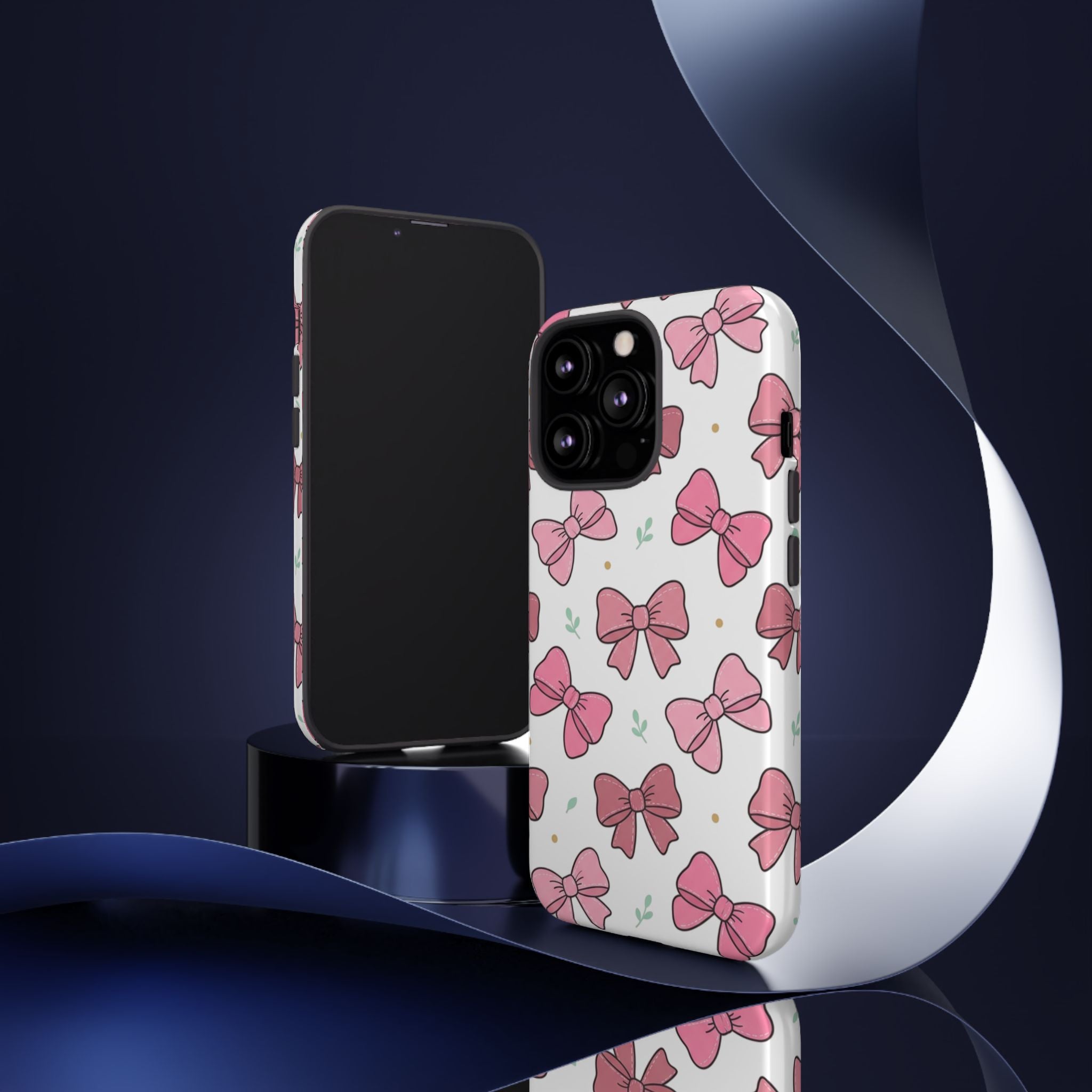 Pink Bow Pattern Phone Case — Cute Floral Ribbon Tough Case