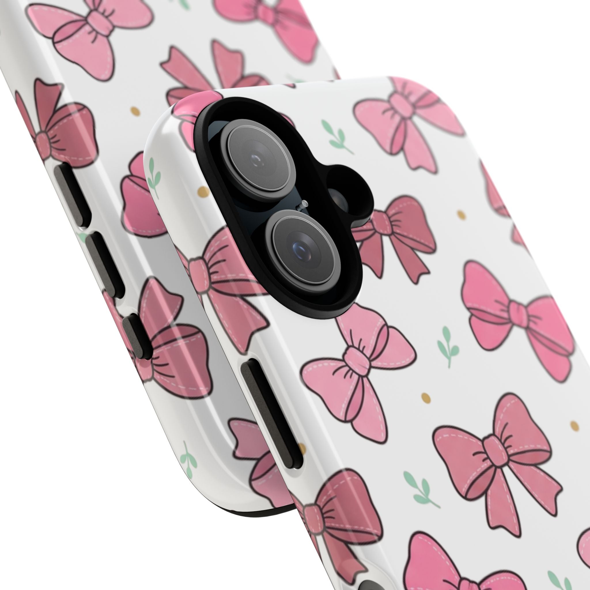 Pink Bow Pattern Phone Case — Cute Floral Ribbon Tough Case