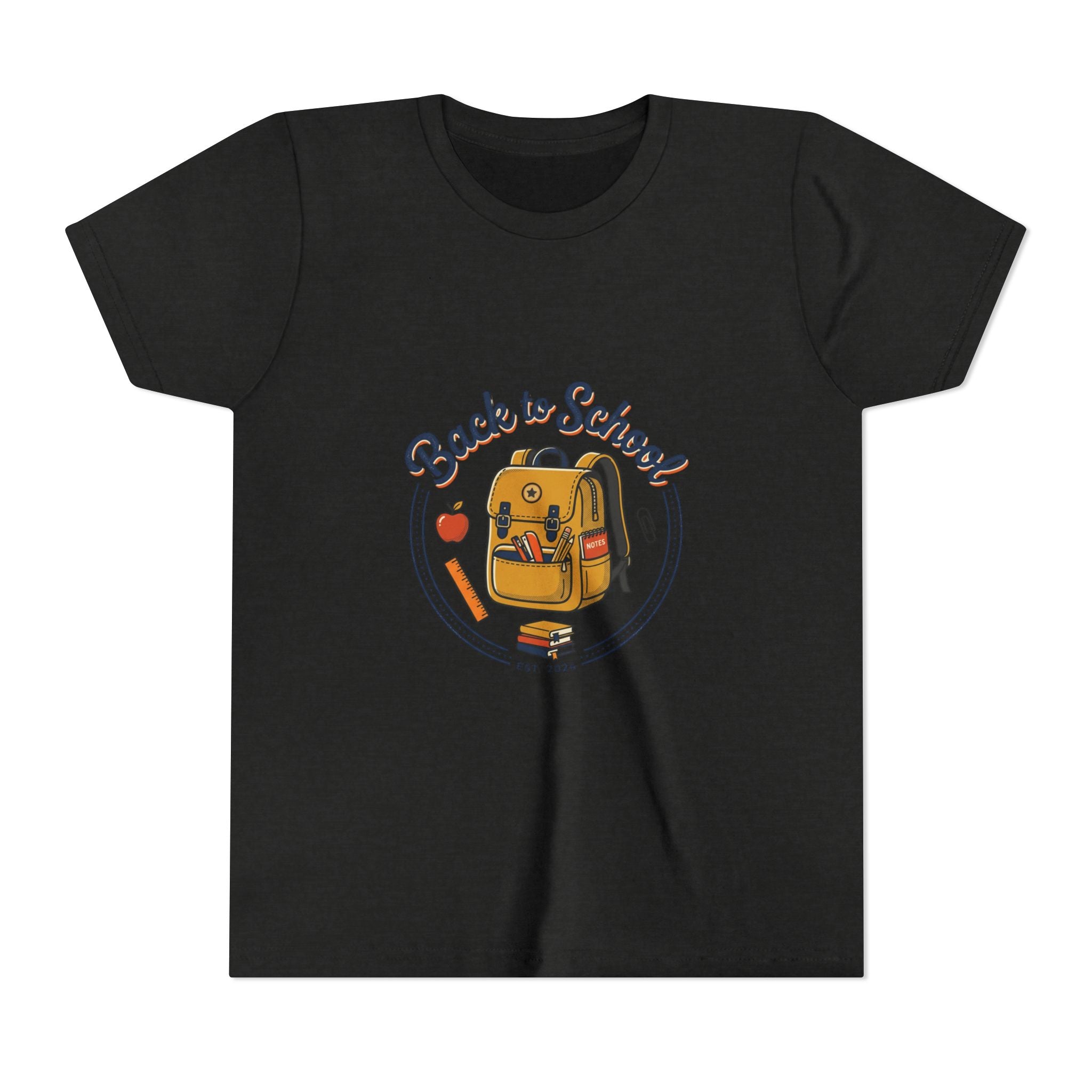 Back to School Youth Tee – Cute Backpack & Apple Kids T‑Shirt for First Day of School