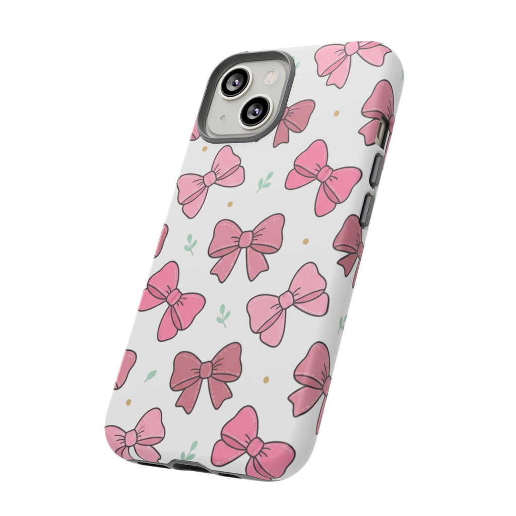 Pink Bow Pattern Phone Case — Cute Floral Ribbon Tough Case