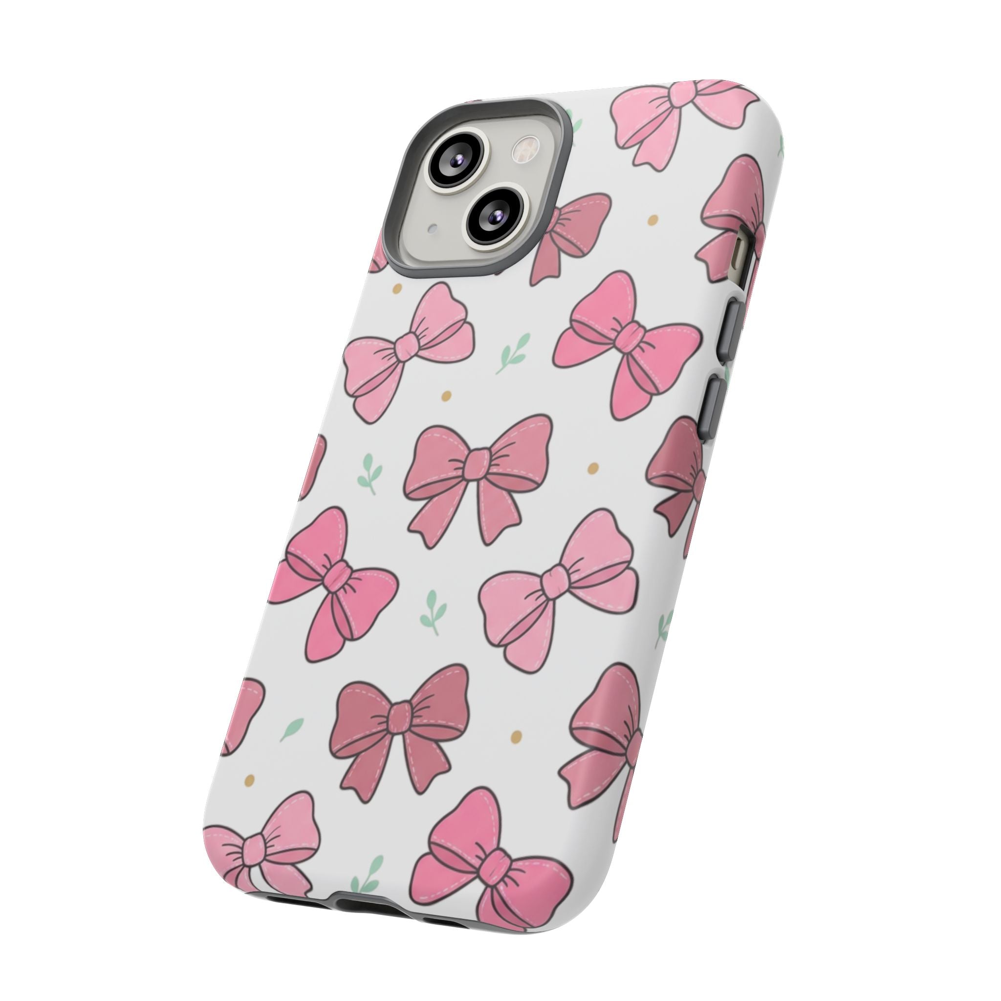 Pink Bow Pattern Phone Case — Cute Floral Ribbon Tough Case