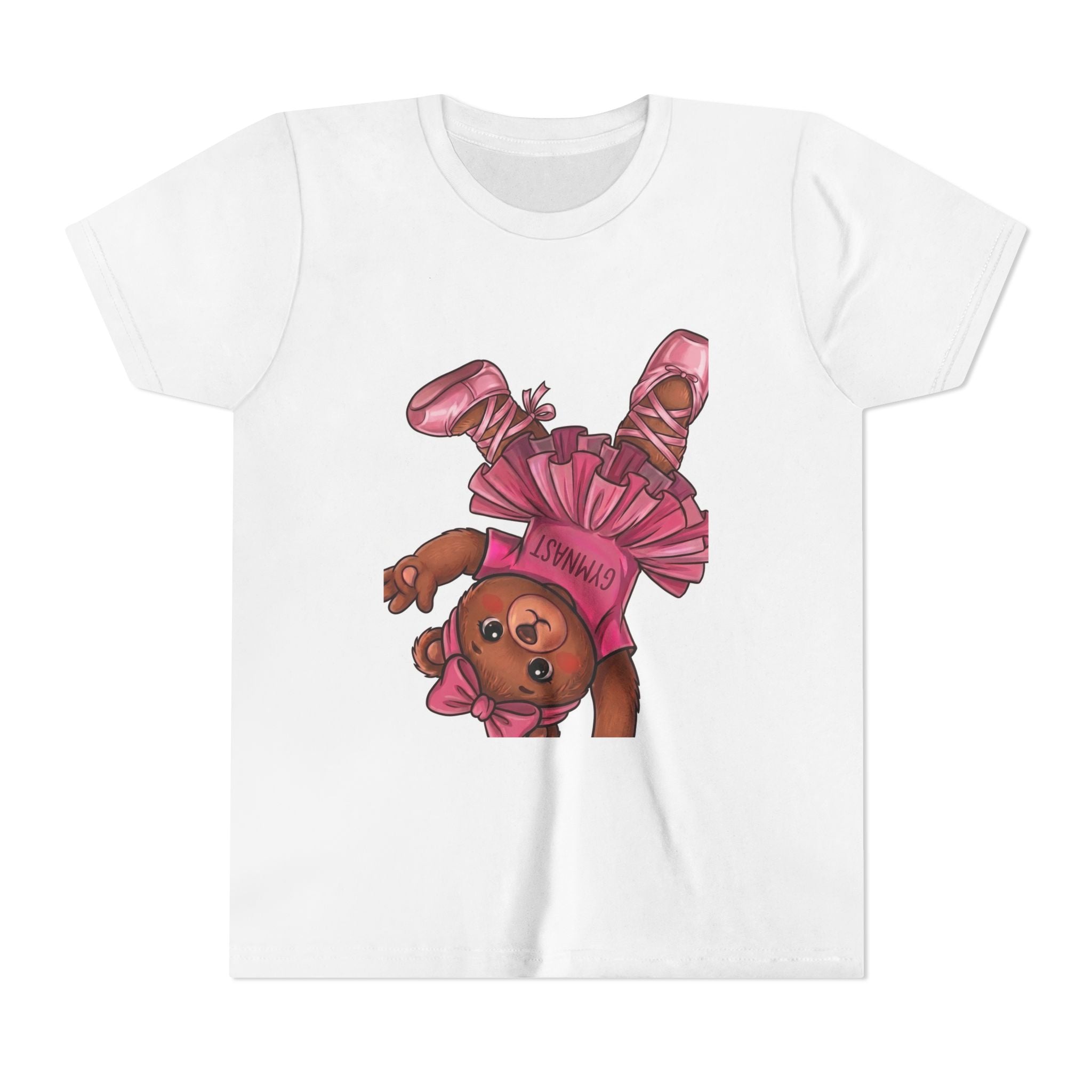 Youth Tee — Cute Pink Ballerina Bear Graphic Tee