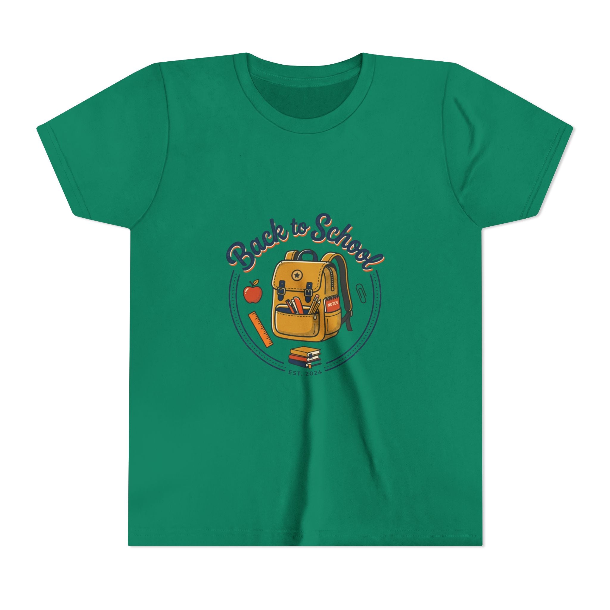 Back to School Youth Tee – Cute Backpack & Apple Kids T‑Shirt for First Day of School