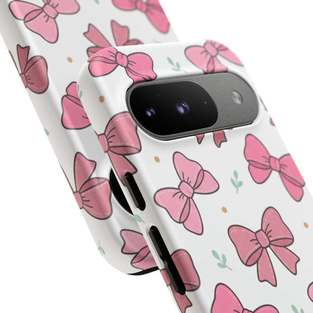 Pink Bow Pattern Phone Case — Cute Floral Ribbon Tough Case