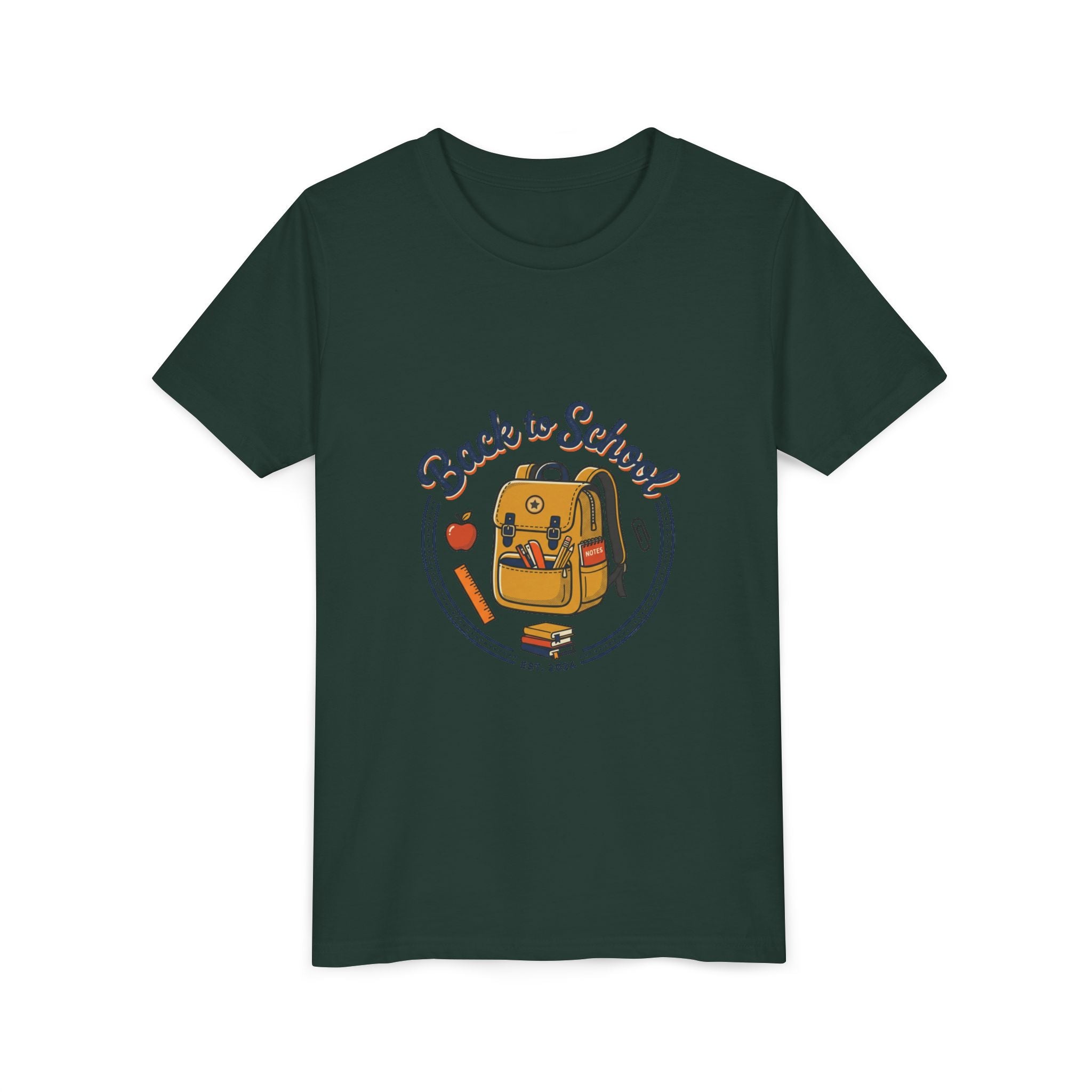 Back to School Youth Tee – Cute Backpack & Apple Kids T‑Shirt for First Day of School