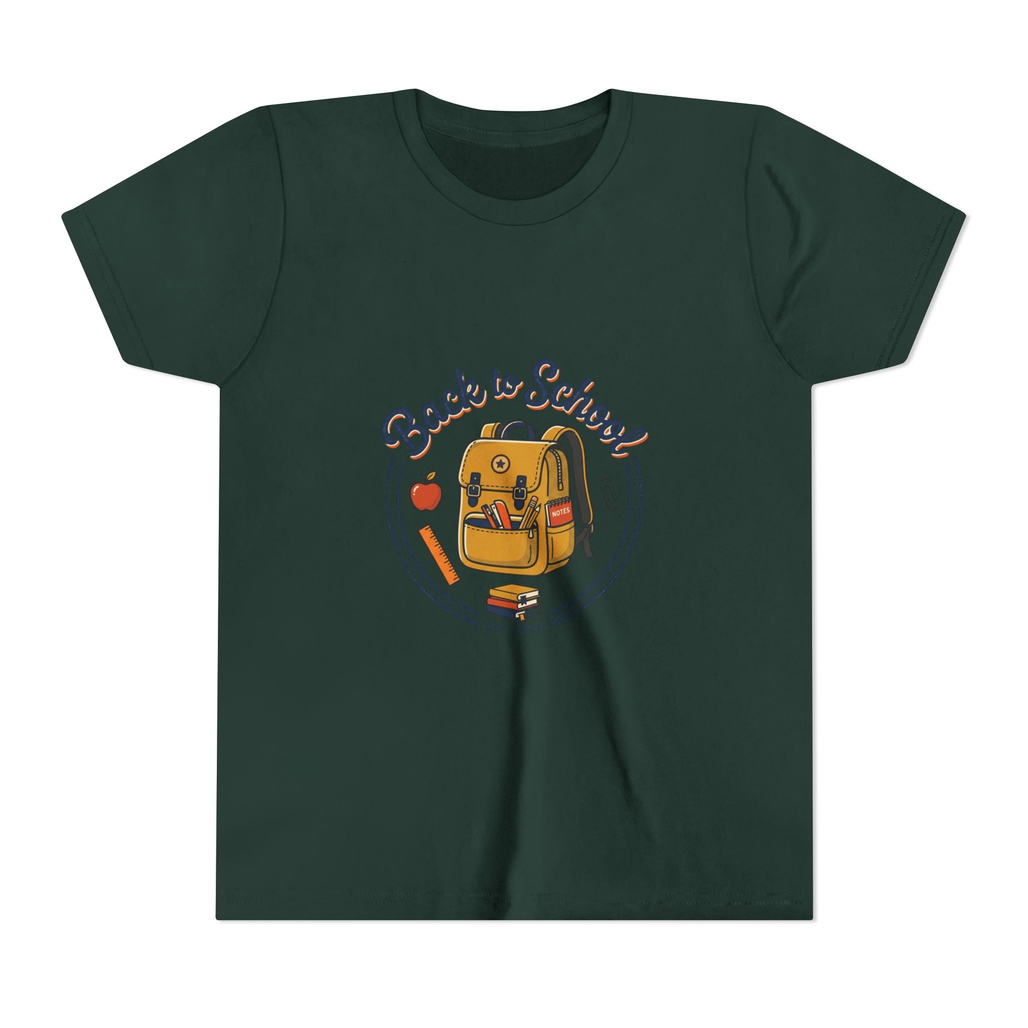 Back to School Youth Tee – Cute Backpack & Apple Kids T‑Shirt for First Day of School