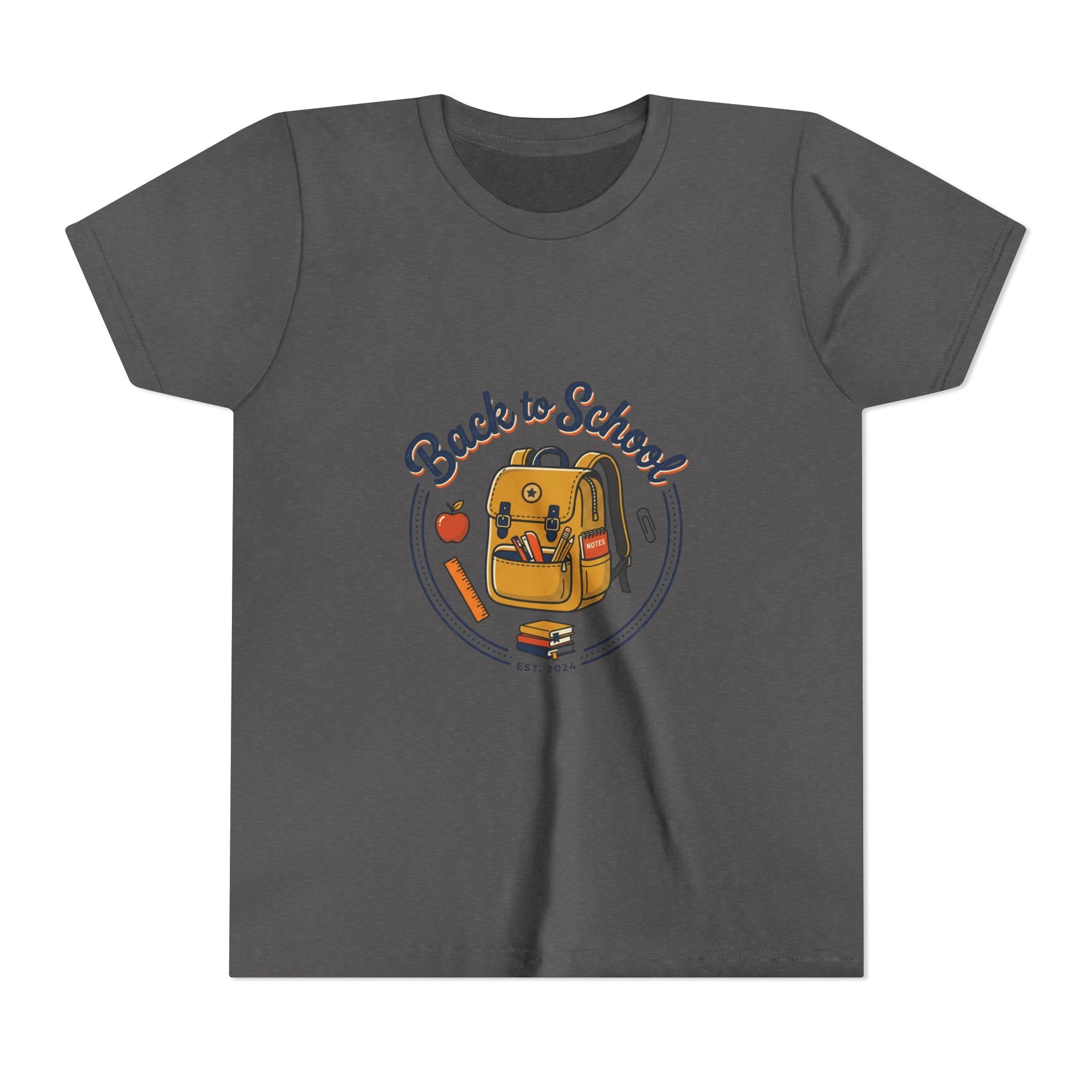 Back to School Youth Tee – Cute Backpack & Apple Kids T‑Shirt for First Day of School