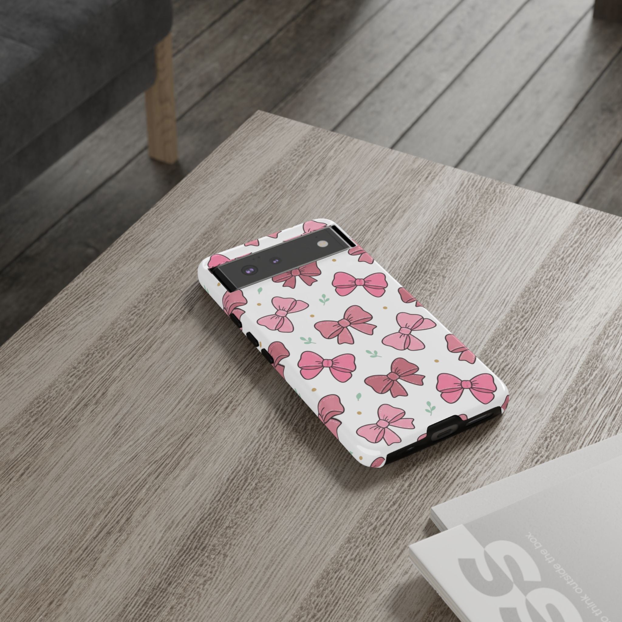 Pink Bow Pattern Phone Case — Cute Floral Ribbon Tough Case