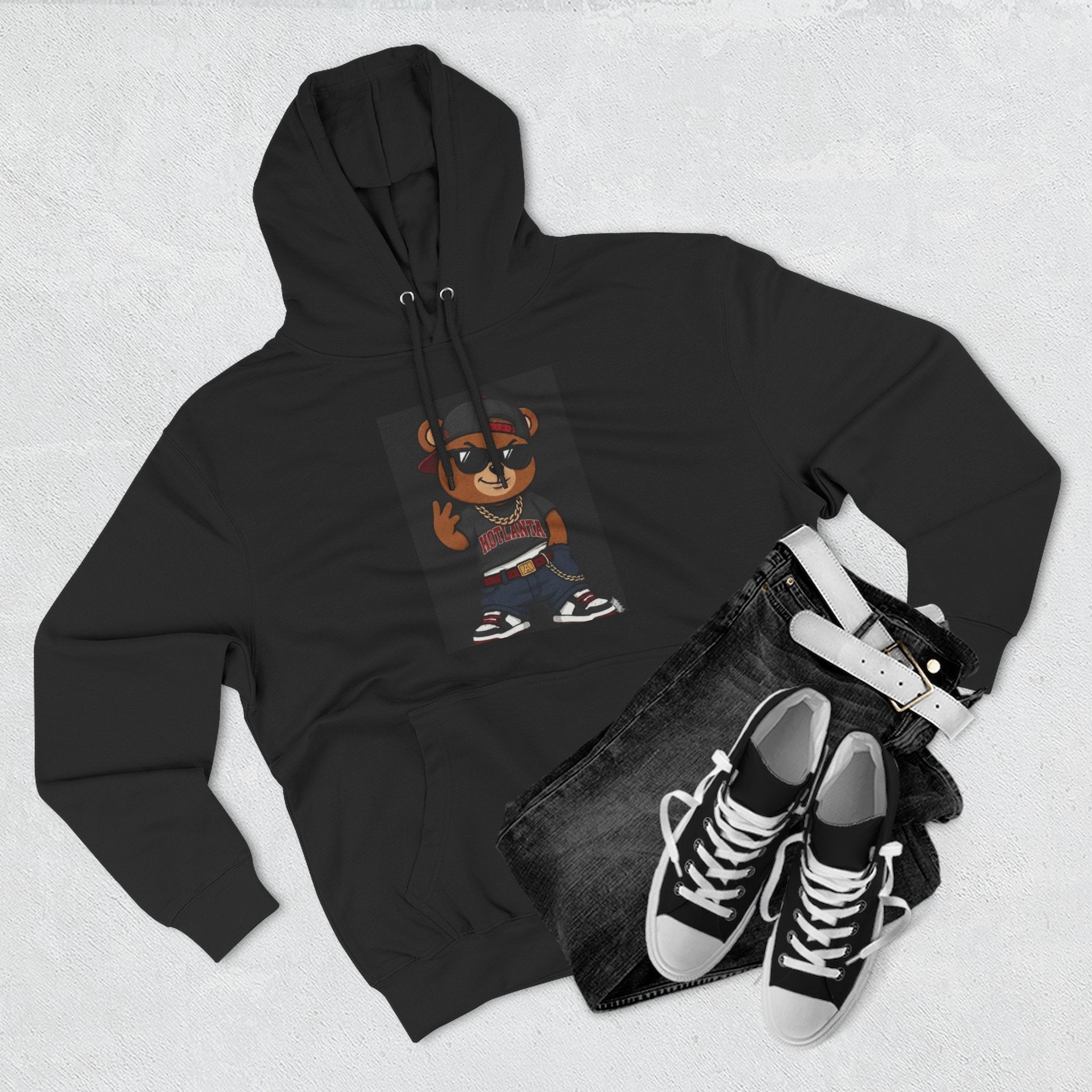 Bear Streetwear Hoodie — Cool Cartoon Bear Graphic Fleece Hoodie