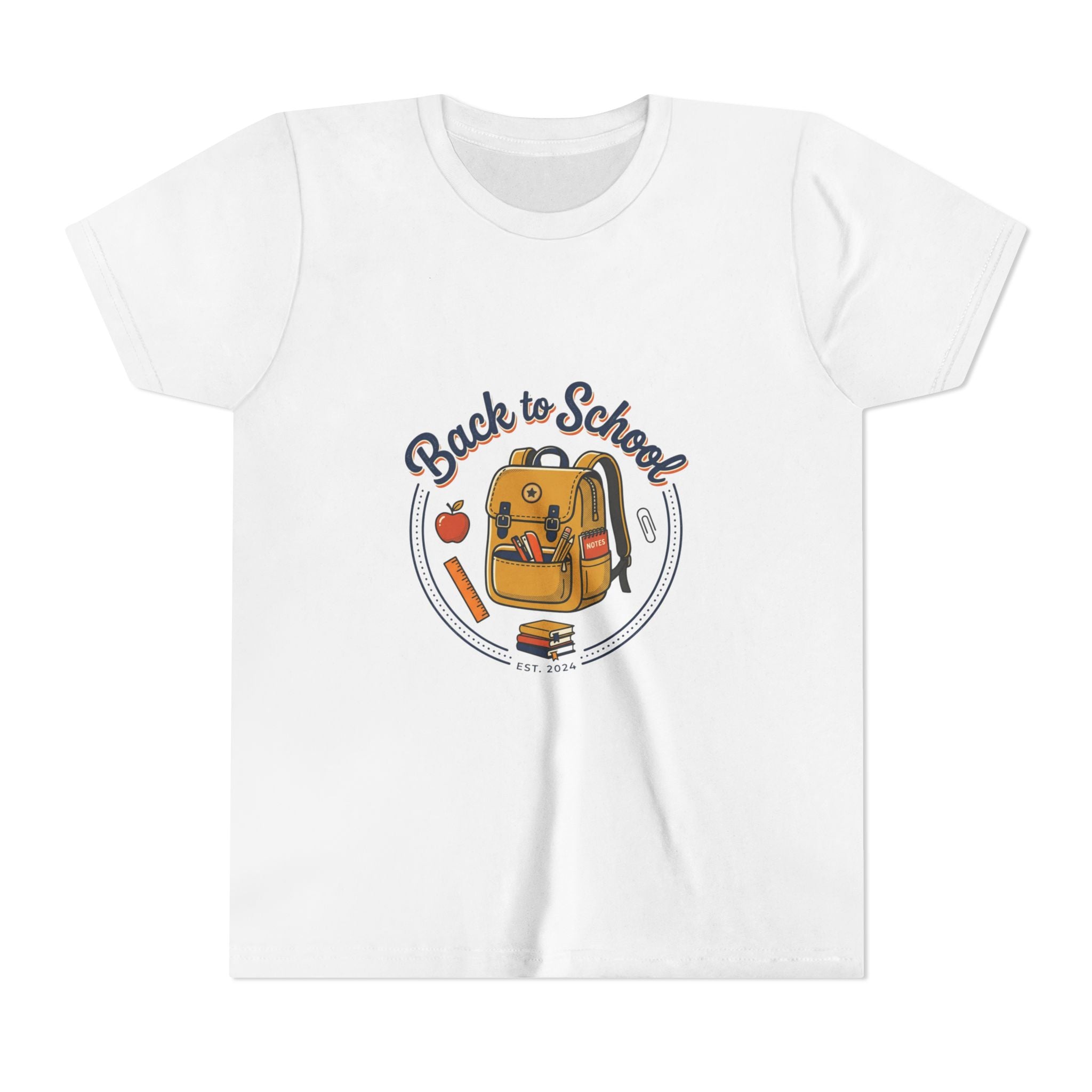 Back to School Youth Tee – Cute Backpack & Apple Kids T‑Shirt for First Day of School