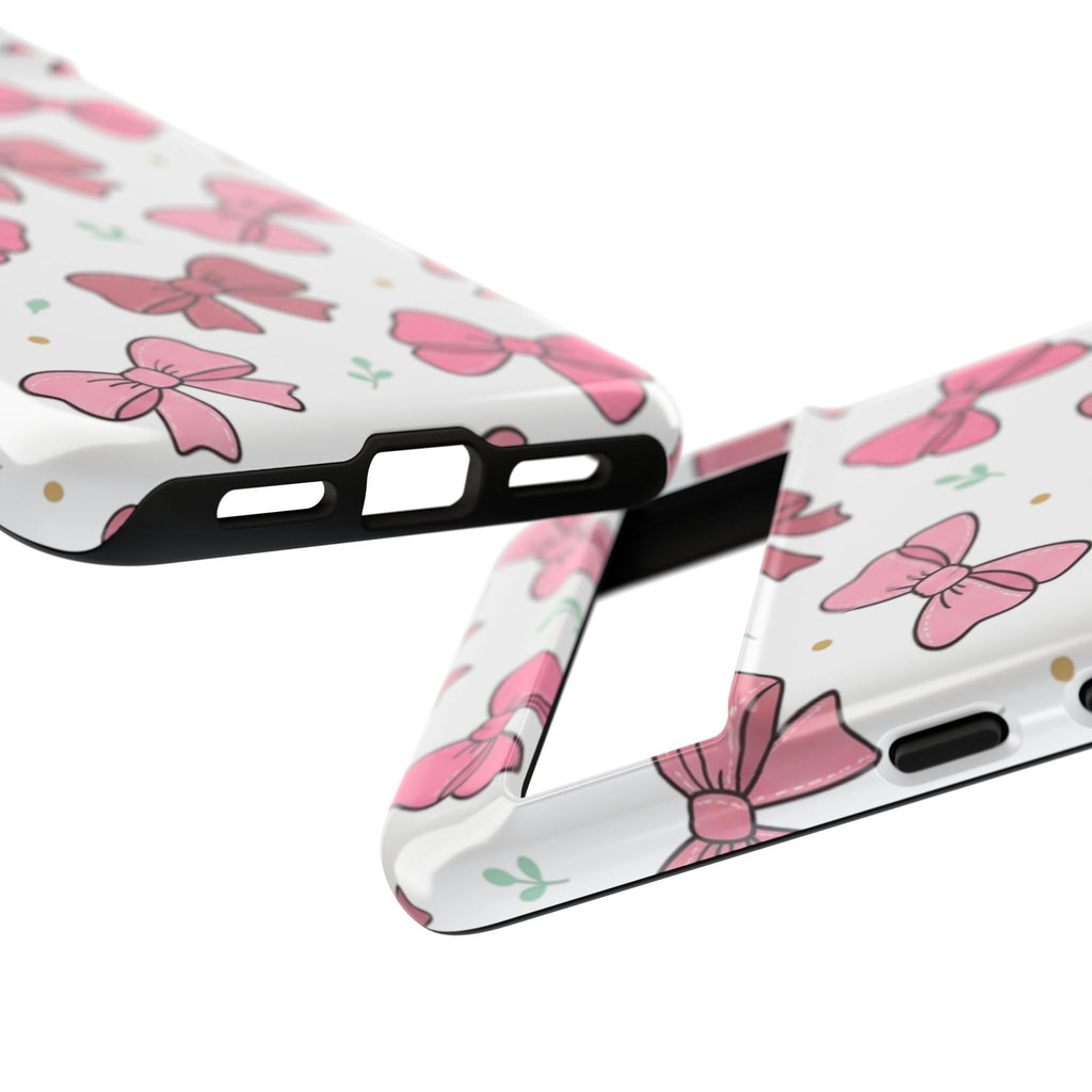 Pink Bow Pattern Phone Case — Cute Floral Ribbon Tough Case