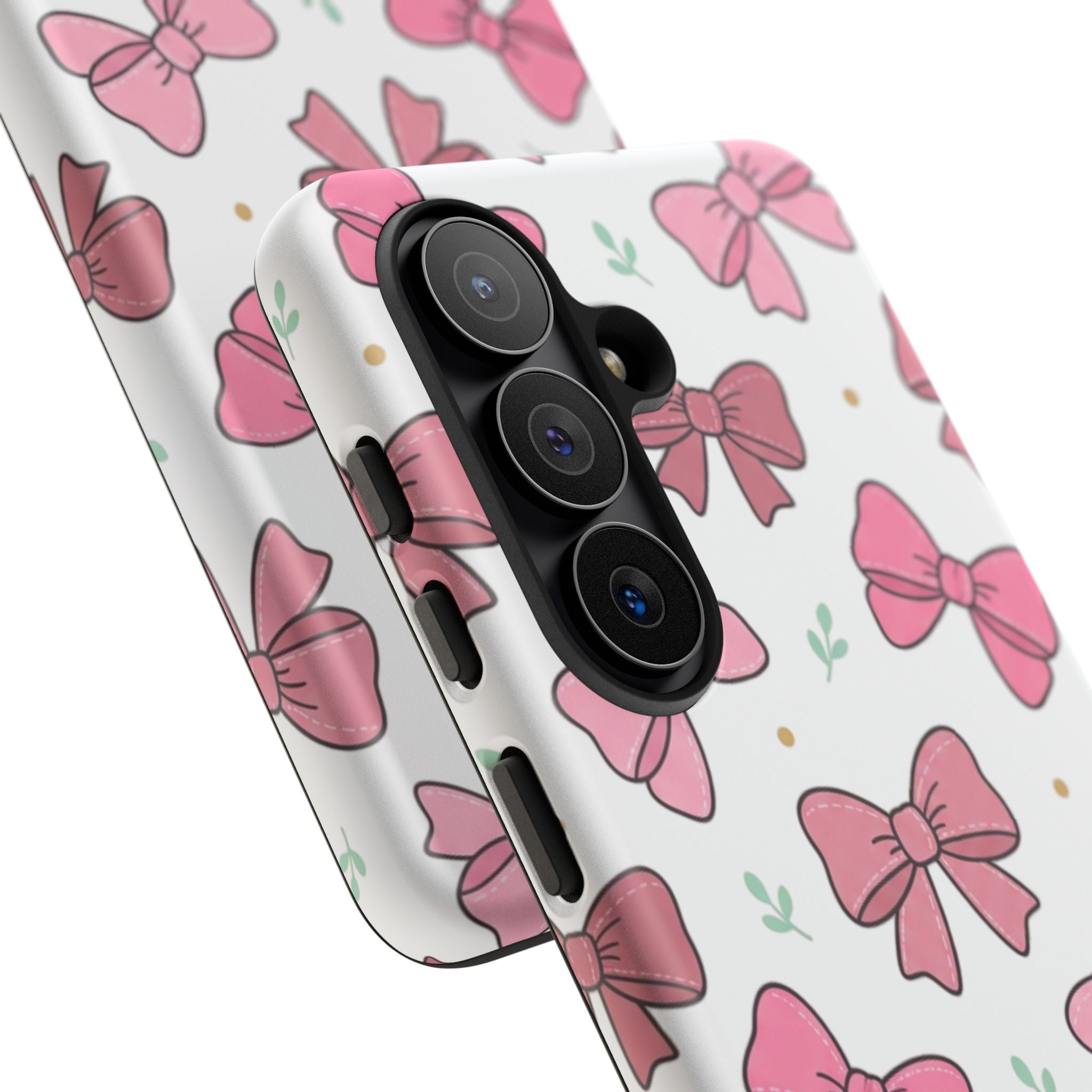 Pink Bow Pattern Phone Case — Cute Floral Ribbon Tough Case