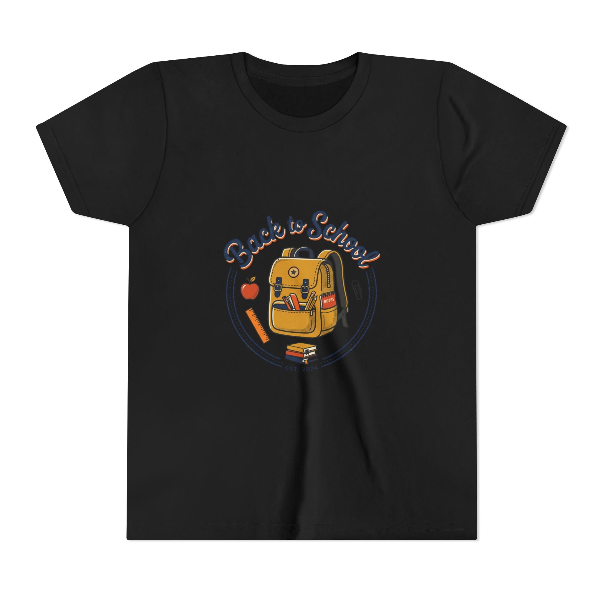 Back to School Youth Tee – Cute Backpack & Apple Kids T‑Shirt for First Day of School