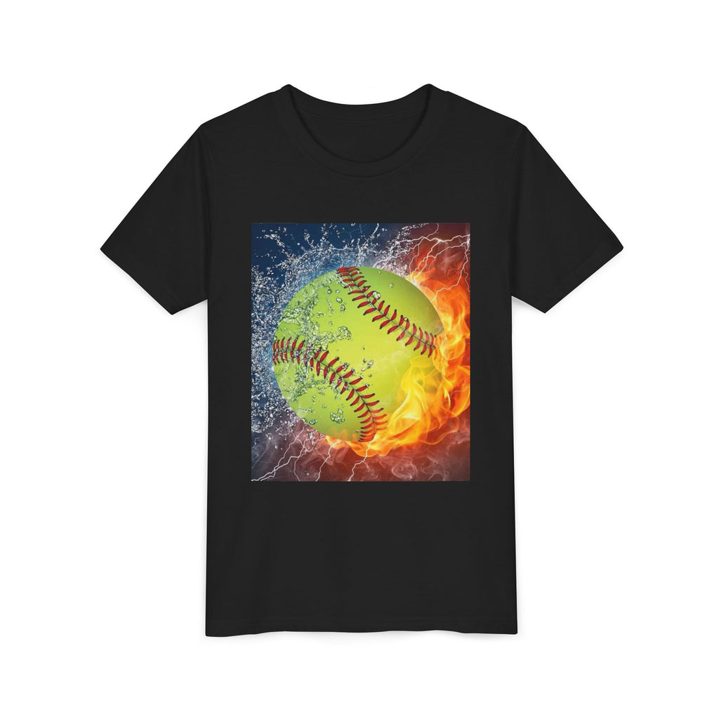 Youth Softball Flame & Splash Tee