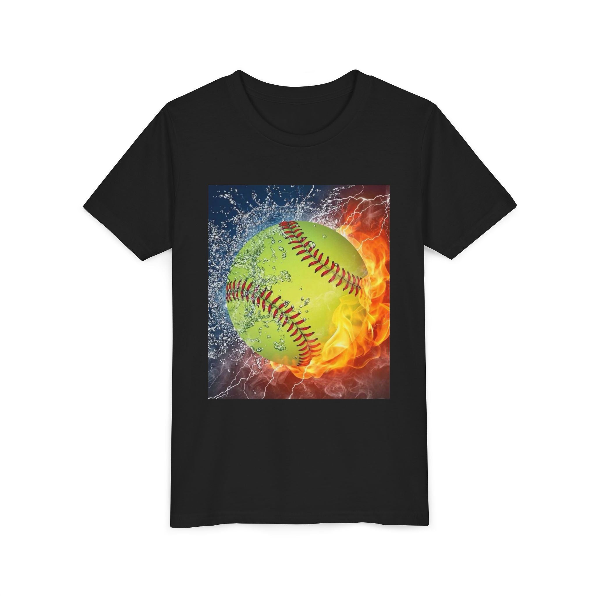 Youth Softball Flame & Splash Tee