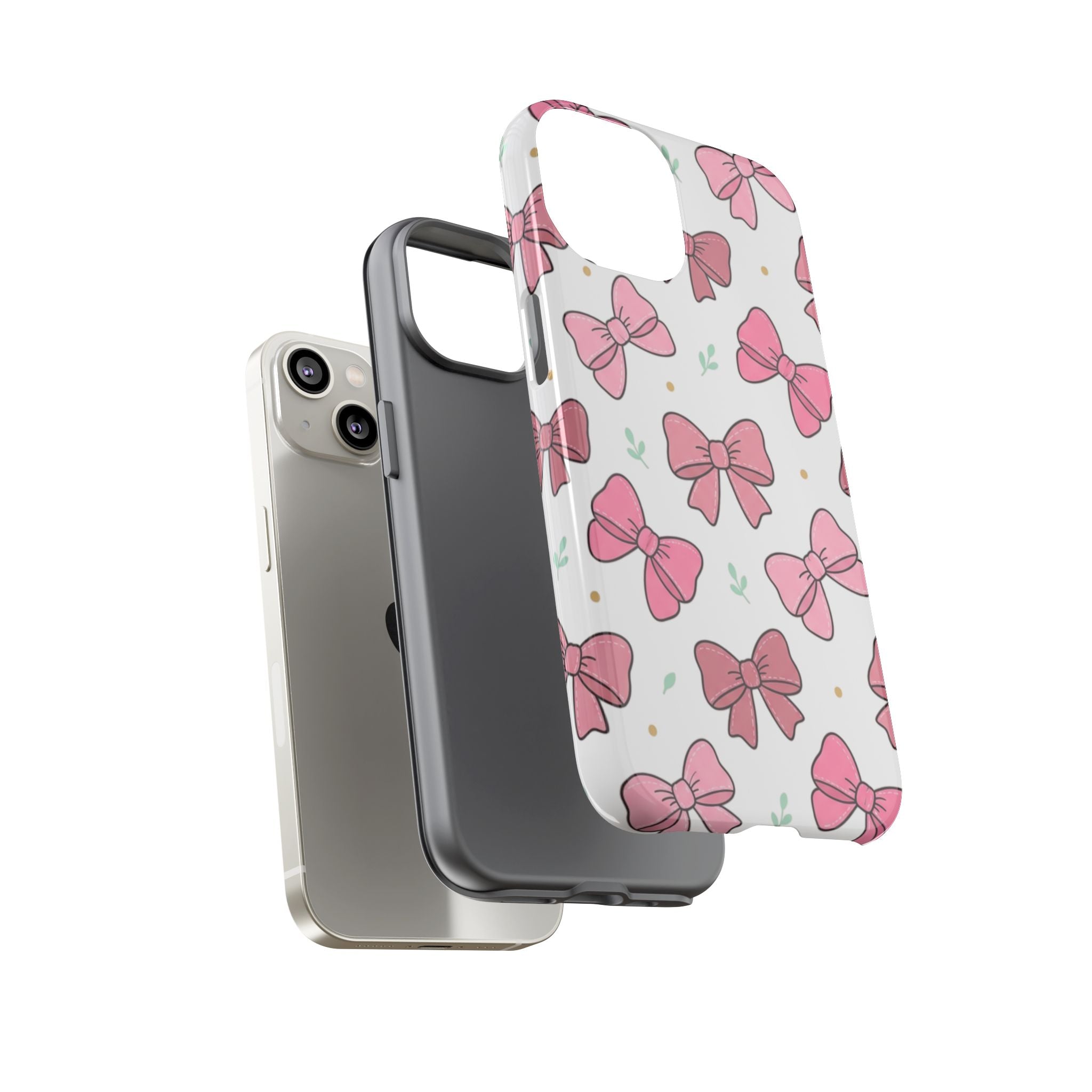 Pink Bow Pattern Phone Case — Cute Floral Ribbon Tough Case