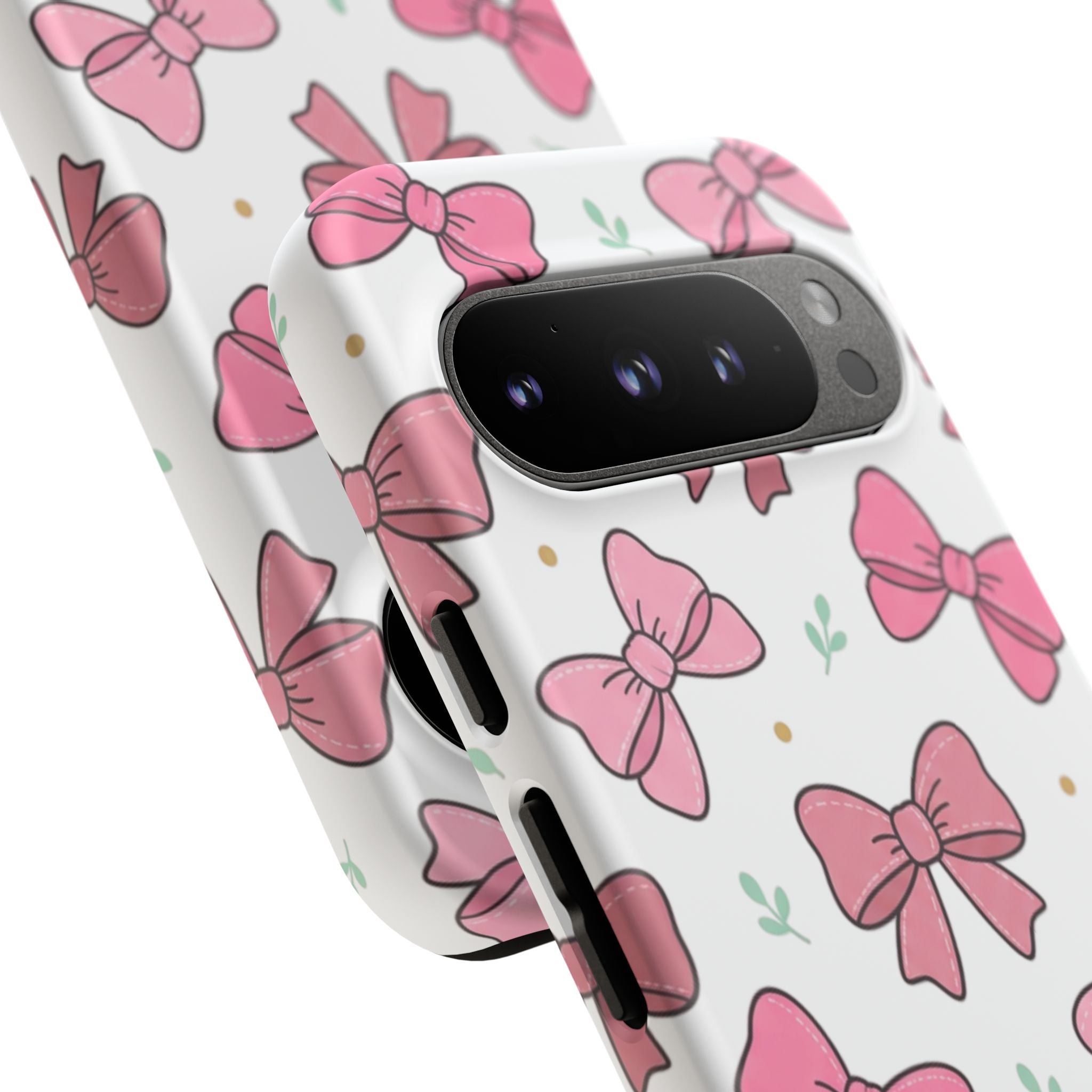 Pink Bow Pattern Phone Case — Cute Floral Ribbon Tough Case