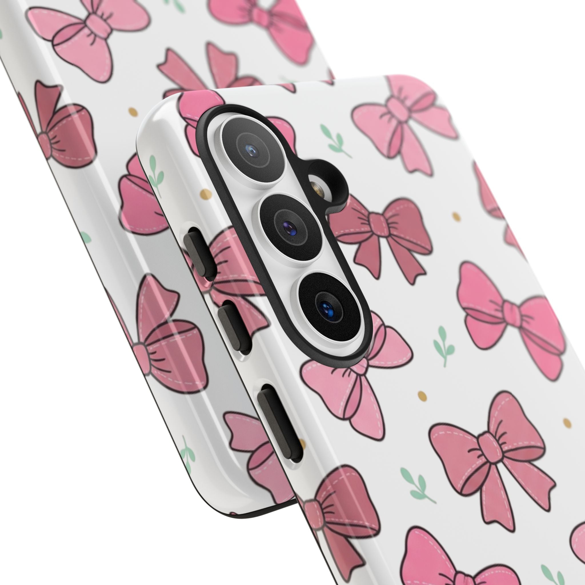 Pink Bow Pattern Phone Case — Cute Floral Ribbon Tough Case