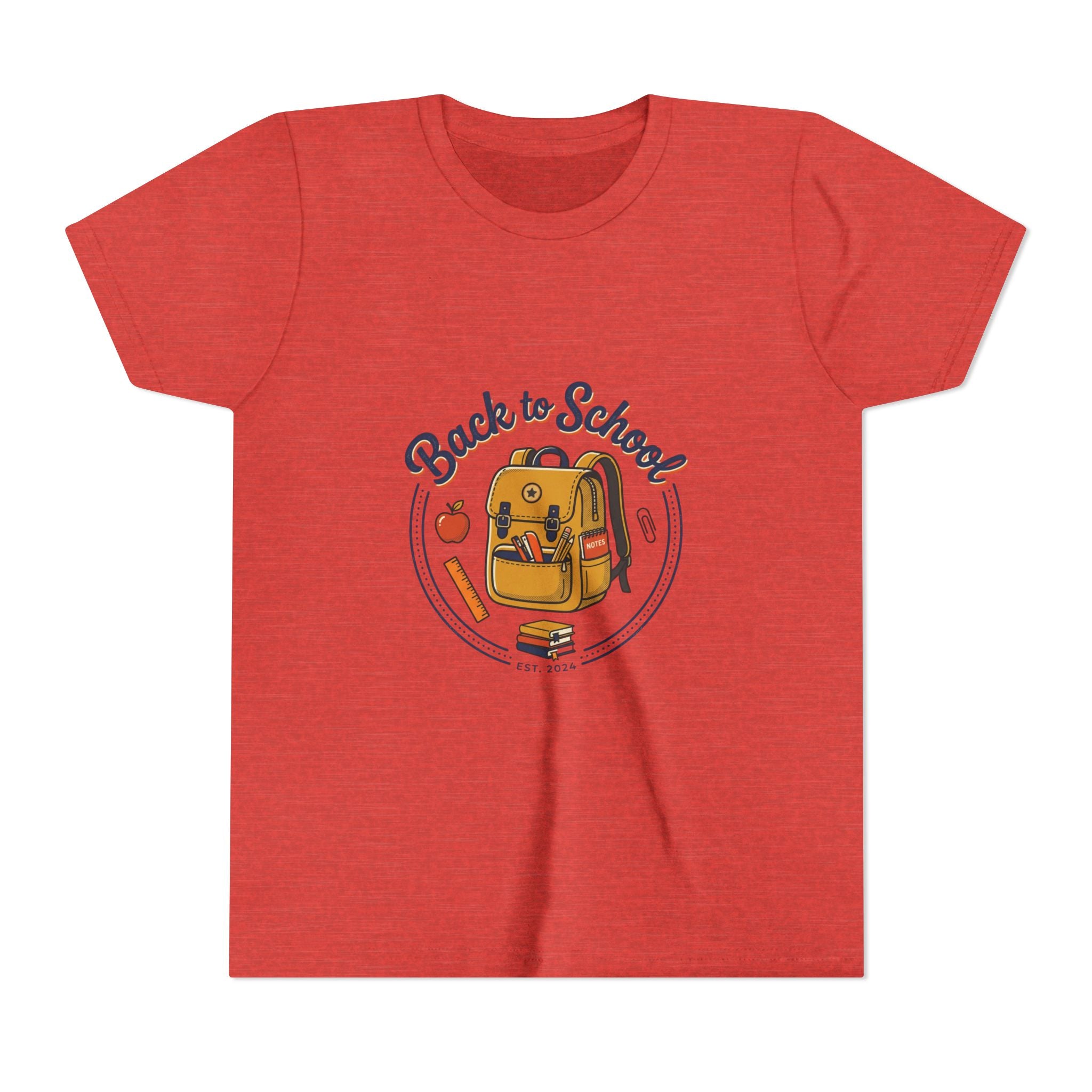 Back to School Youth Tee – Cute Backpack & Apple Kids T‑Shirt for First Day of School