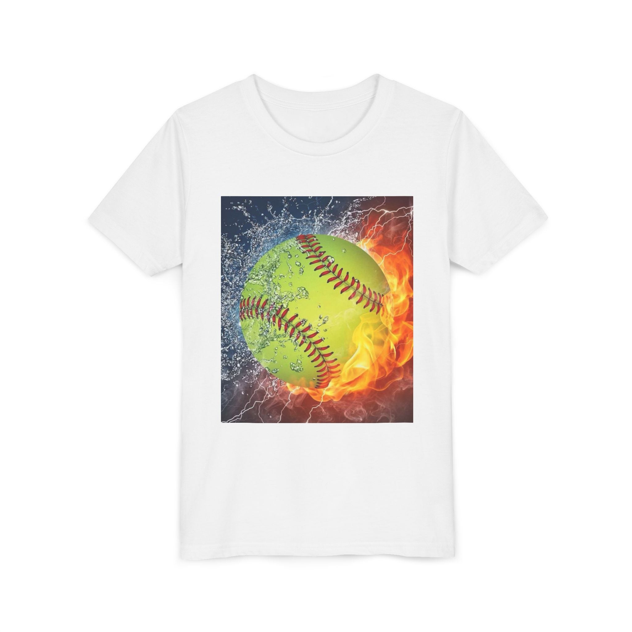 Youth Softball Flame & Splash Tee