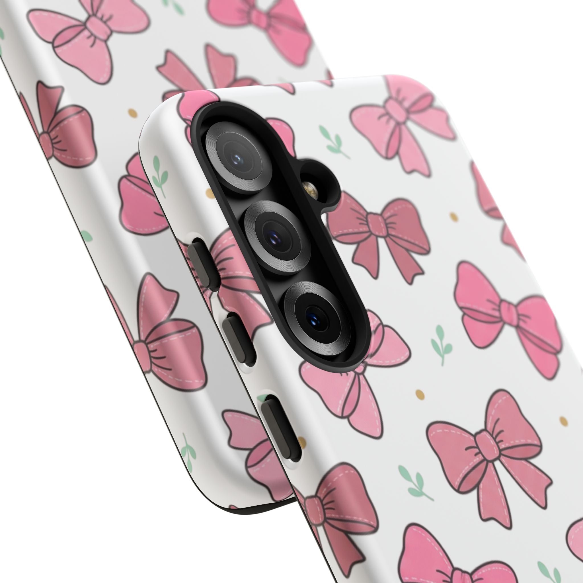 Pink Bow Pattern Phone Case — Cute Floral Ribbon Tough Case