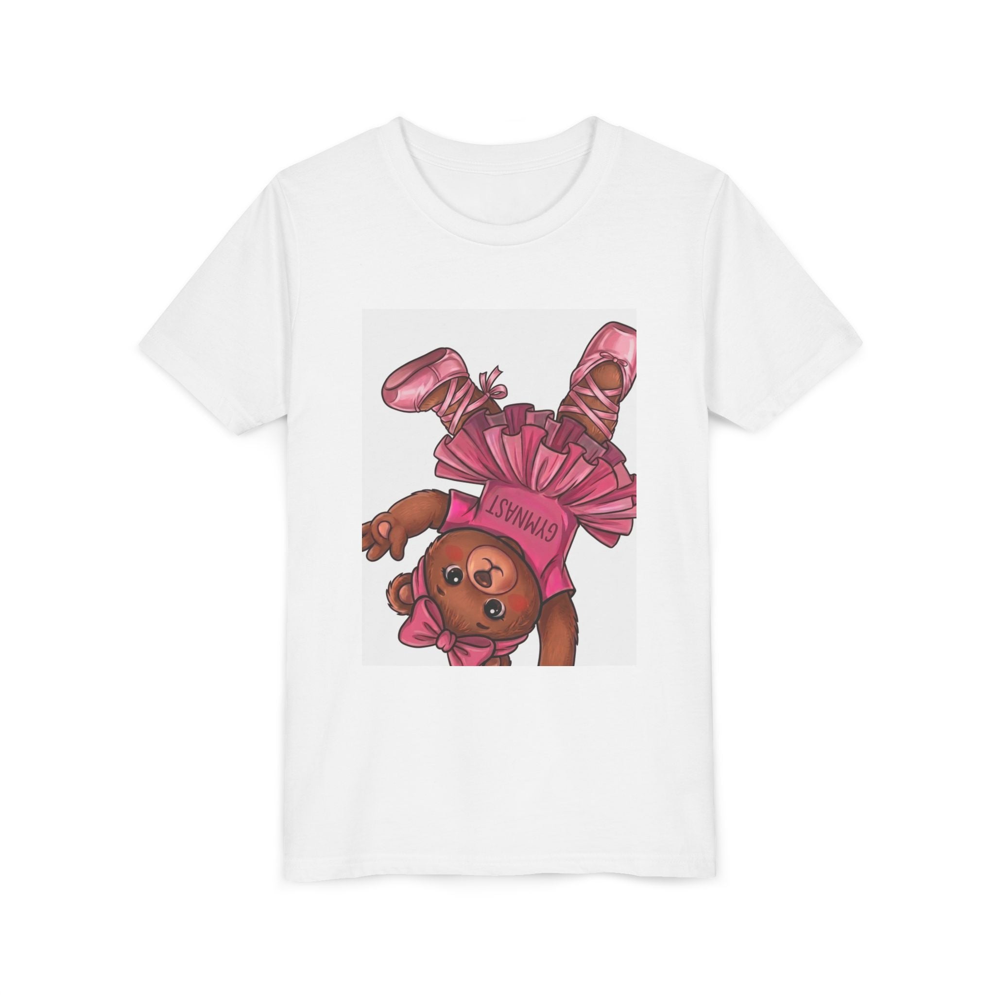 Youth Tee — Cute Pink Ballerina Bear Graphic Tee