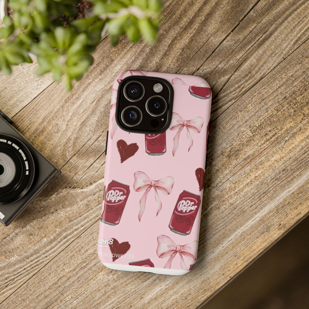 Dr Pepper Pink Bow Phone Case — Cute Soda Pattern Tough Case