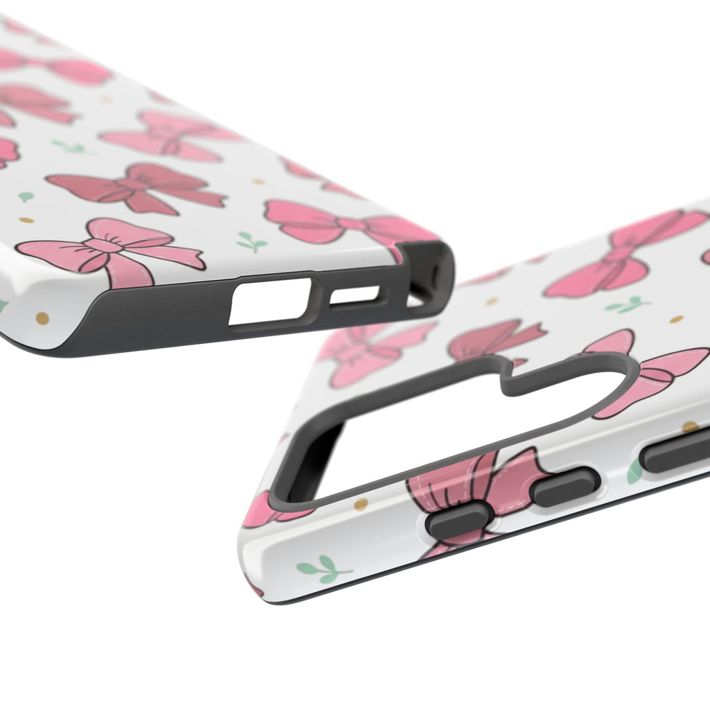 Pink Bow Pattern Phone Case — Cute Floral Ribbon Tough Case