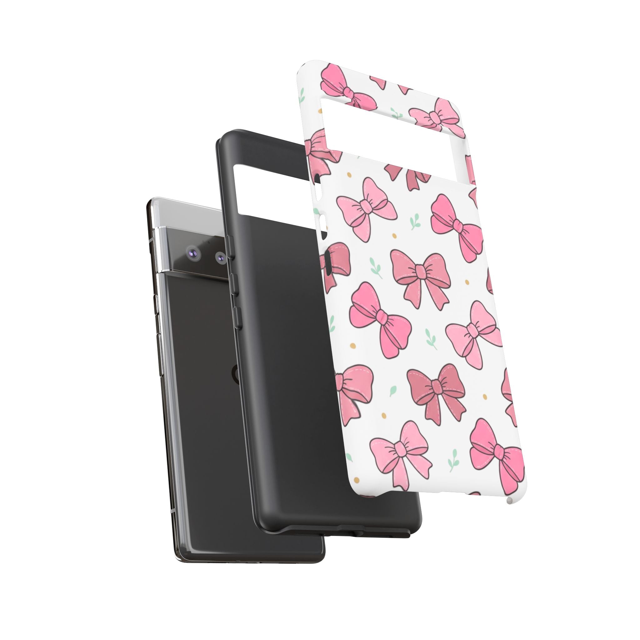 Pink Bow Pattern Phone Case — Cute Floral Ribbon Tough Case
