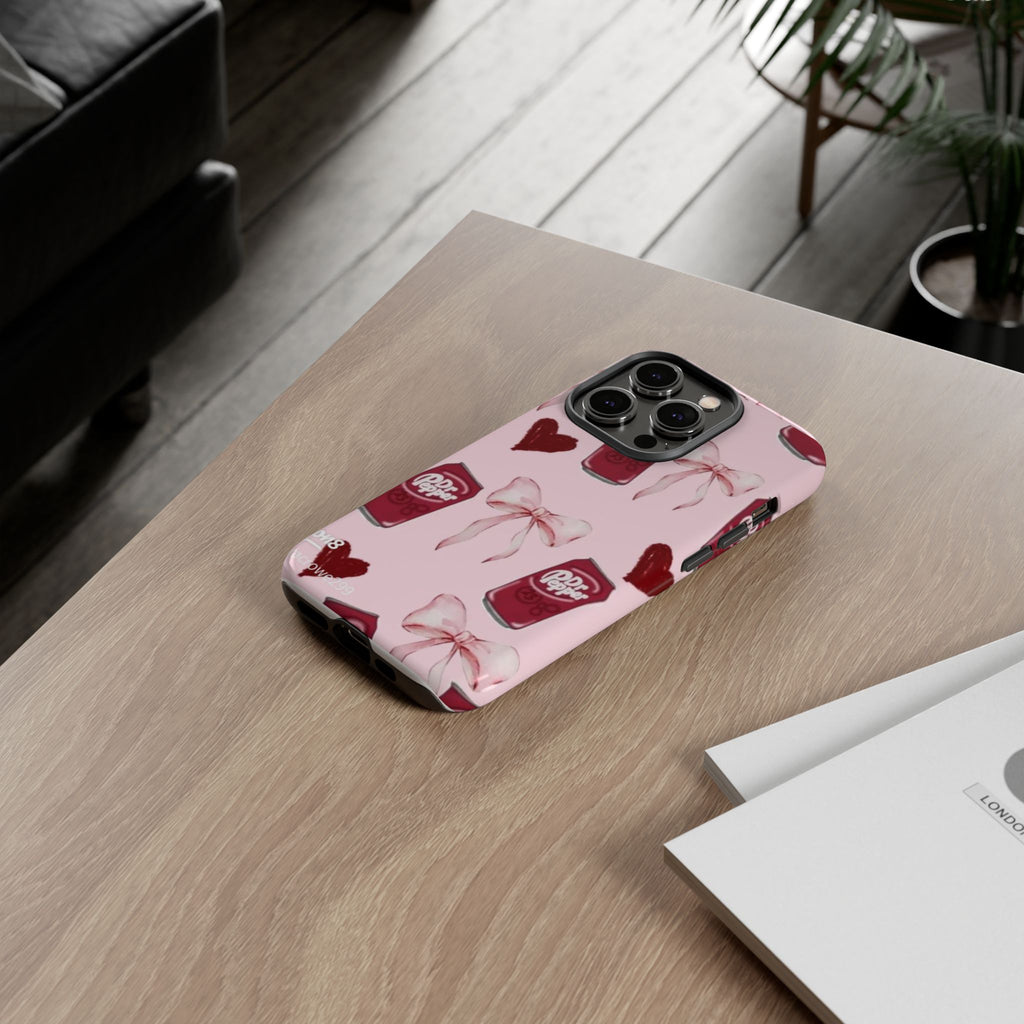 Dr Pepper Pink Bow Phone Case — Cute Soda Pattern Tough Case