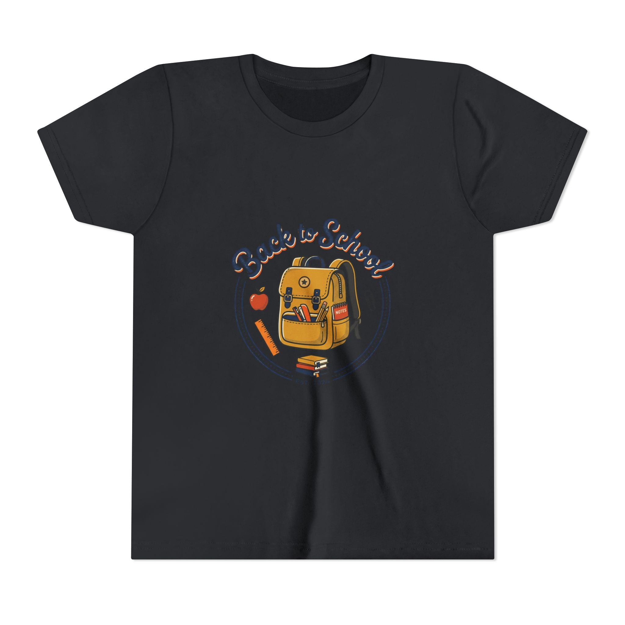 Back to School Youth Tee – Cute Backpack & Apple Kids T‑Shirt for First Day of School
