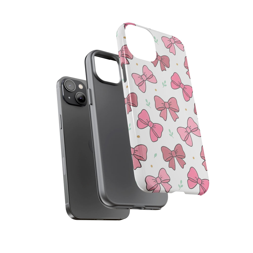 Pink Bow Pattern Phone Case — Cute Floral Ribbon Tough Case