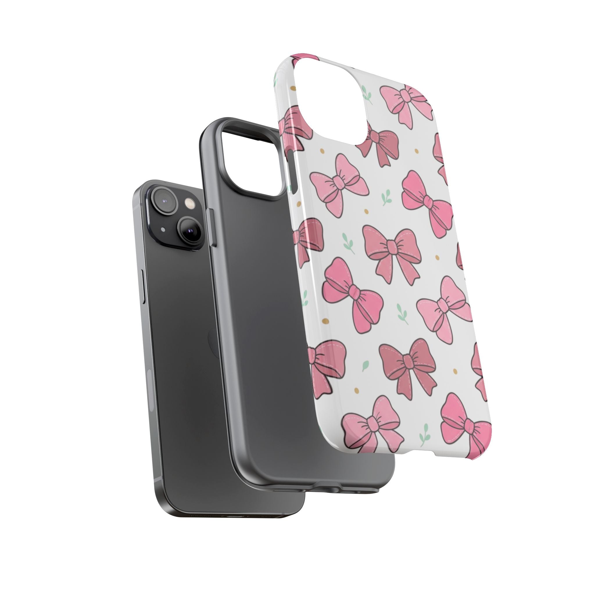 Pink Bow Pattern Phone Case — Cute Floral Ribbon Tough Case