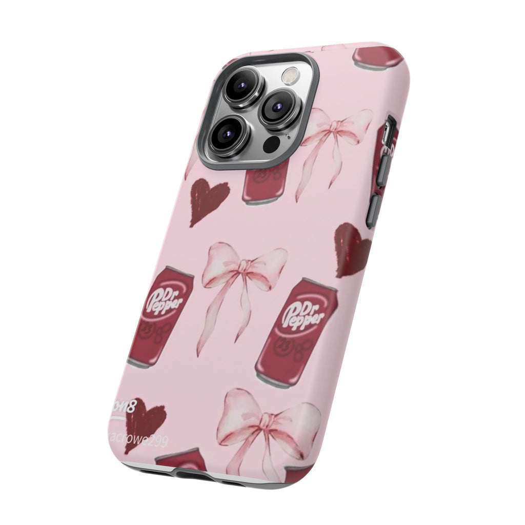 Dr Pepper Pink Bow Phone Case — Cute Soda Pattern Tough Case