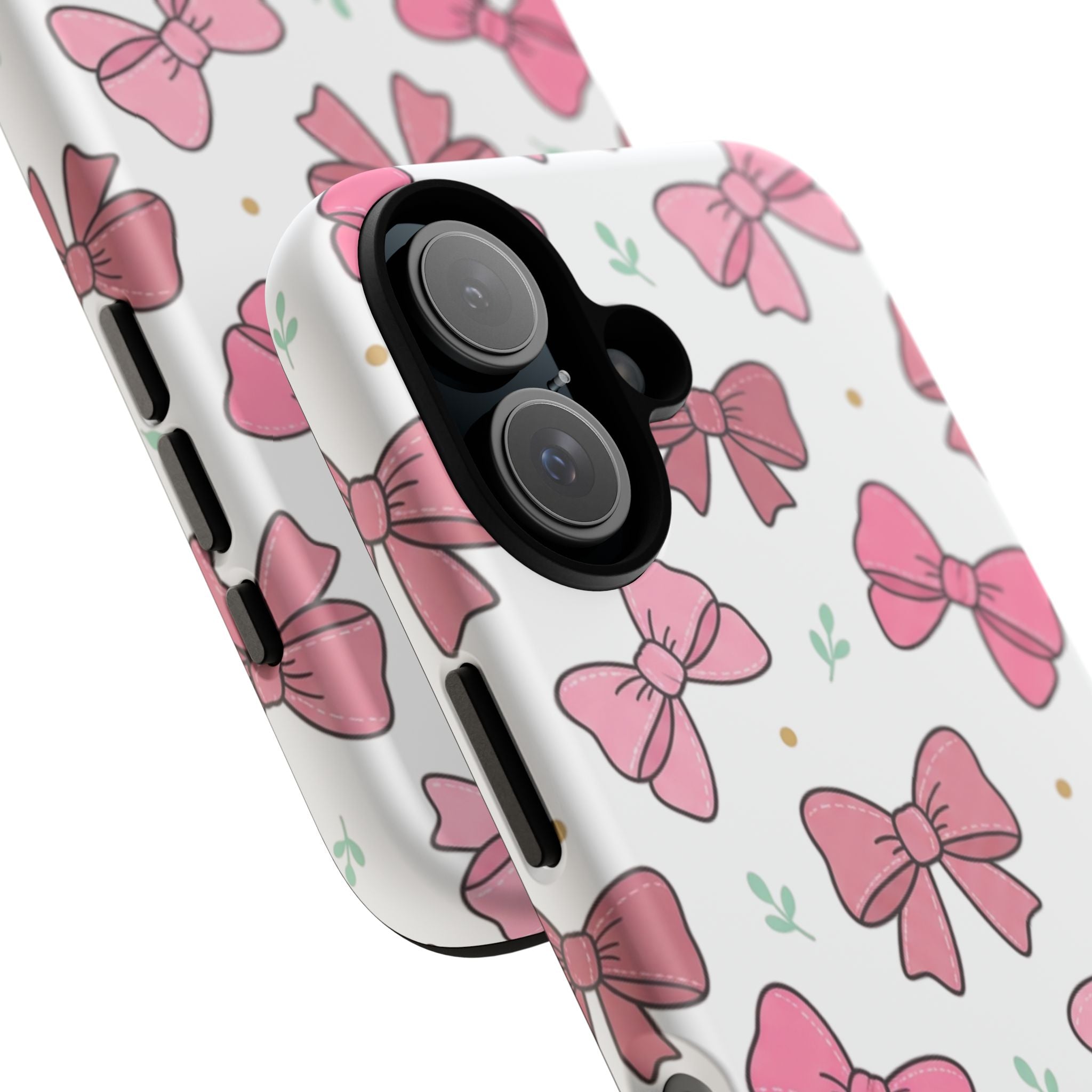 Pink Bow Pattern Phone Case — Cute Floral Ribbon Tough Case