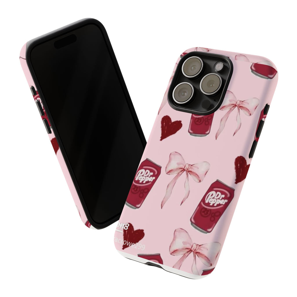 Dr Pepper Pink Bow Phone Case — Cute Soda Pattern Tough Case
