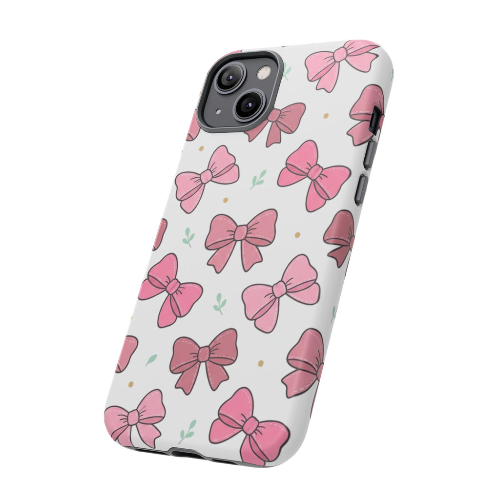 Pink Bow Pattern Phone Case — Cute Floral Ribbon Tough Case