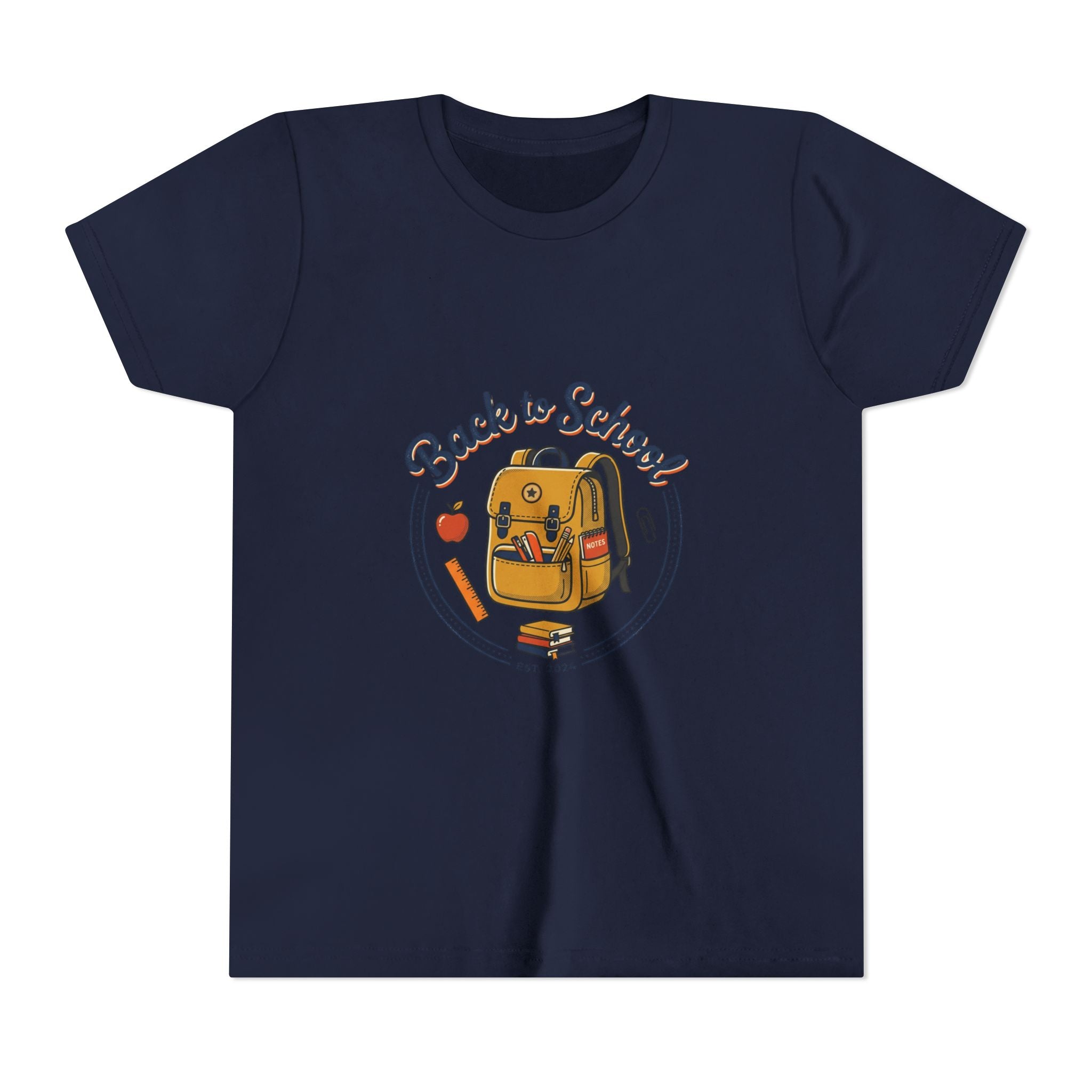 Back to School Youth Tee – Cute Backpack & Apple Kids T‑Shirt for First Day of School