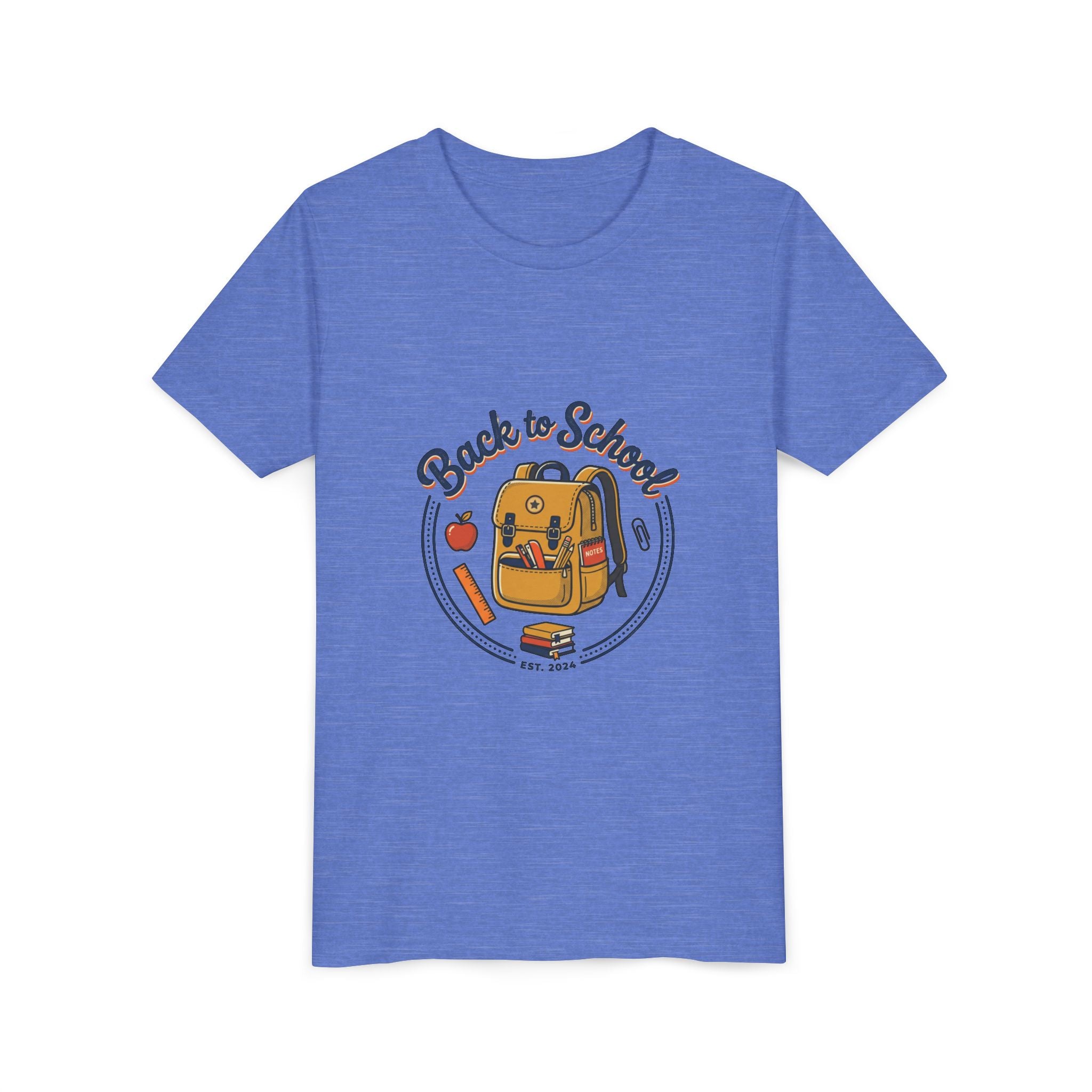 Back to School Youth Tee – Cute Backpack & Apple Kids T‑Shirt for First Day of School