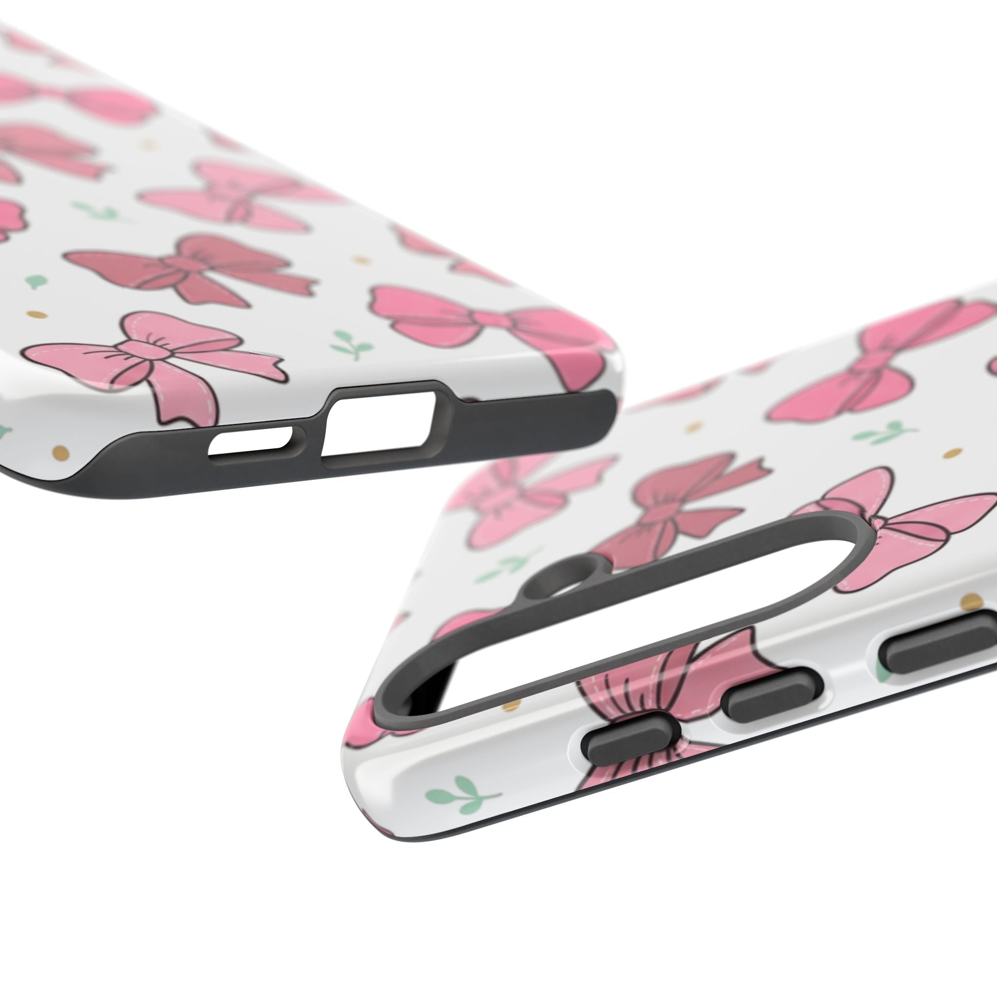 Pink Bow Pattern Phone Case — Cute Floral Ribbon Tough Case