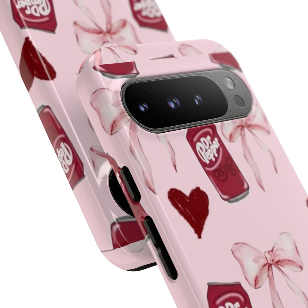 Dr Pepper Pink Bow Phone Case — Cute Soda Pattern Tough Case