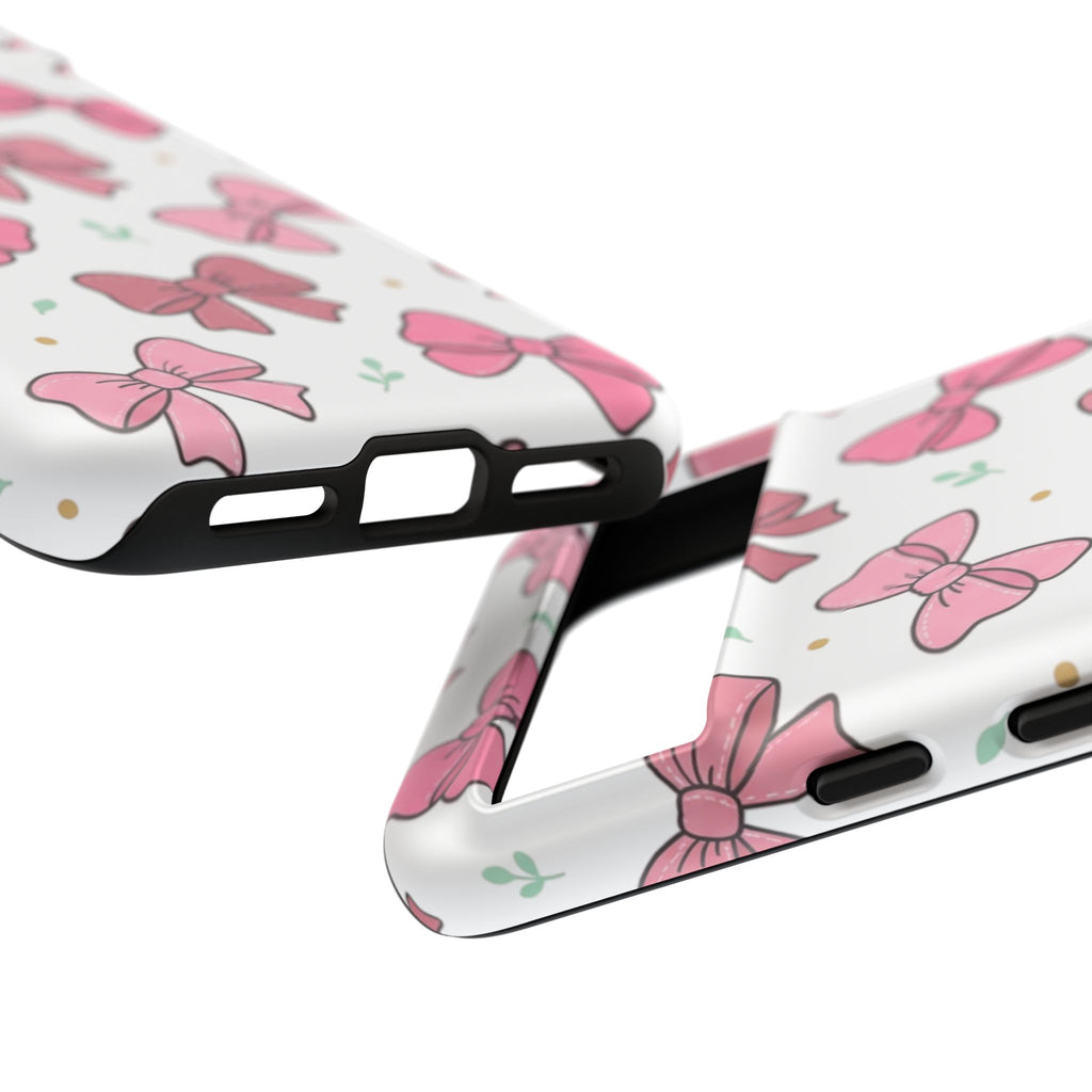 Pink Bow Pattern Phone Case — Cute Floral Ribbon Tough Case