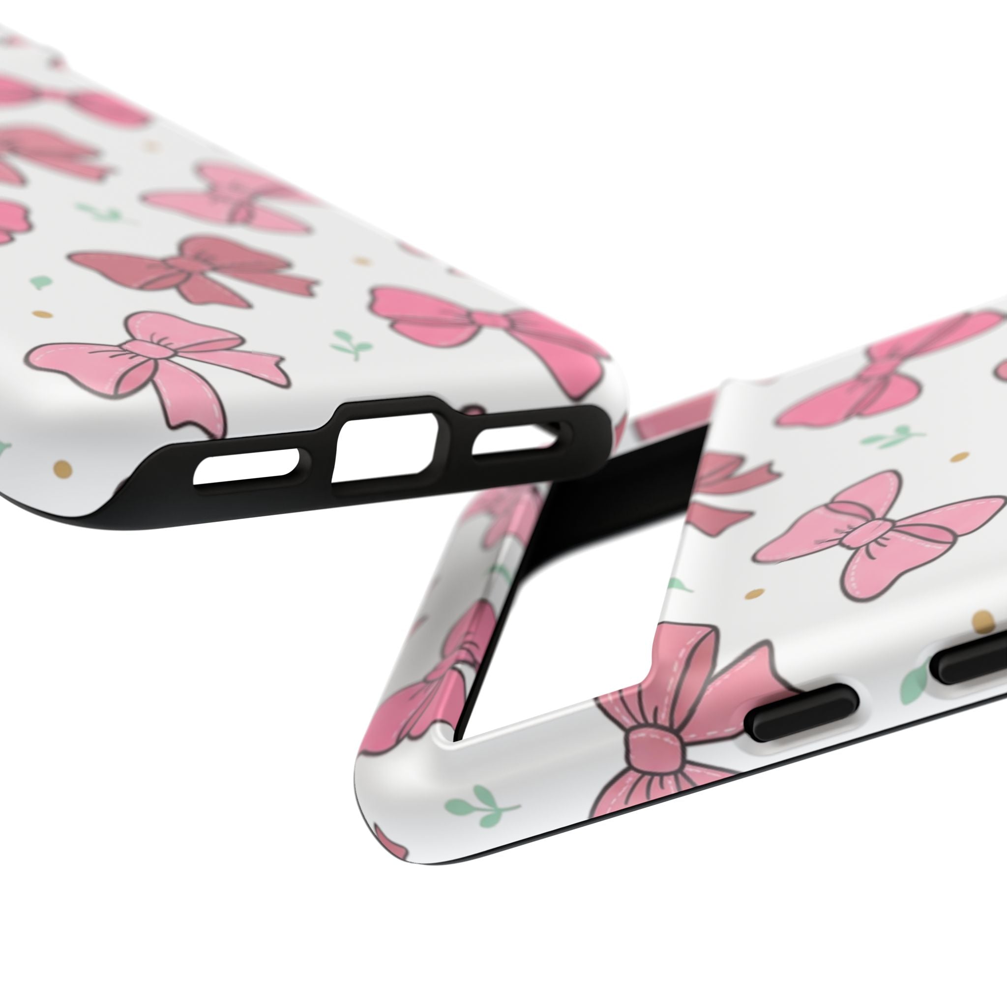Pink Bow Pattern Phone Case — Cute Floral Ribbon Tough Case