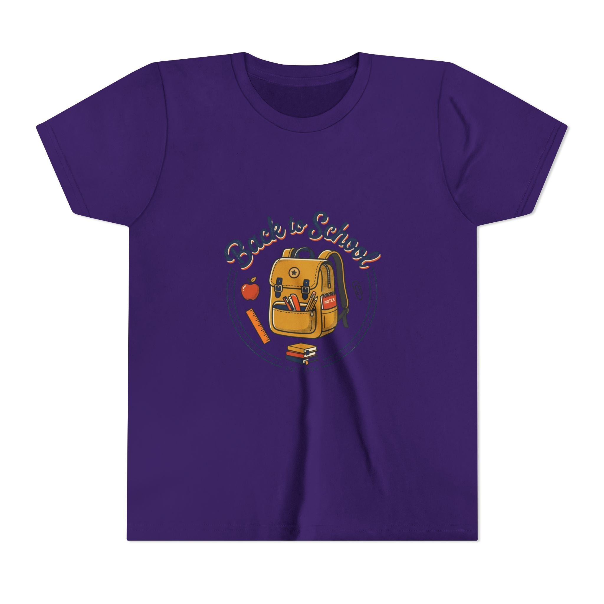 Back to School Youth Tee – Cute Backpack & Apple Kids T‑Shirt for First Day of School