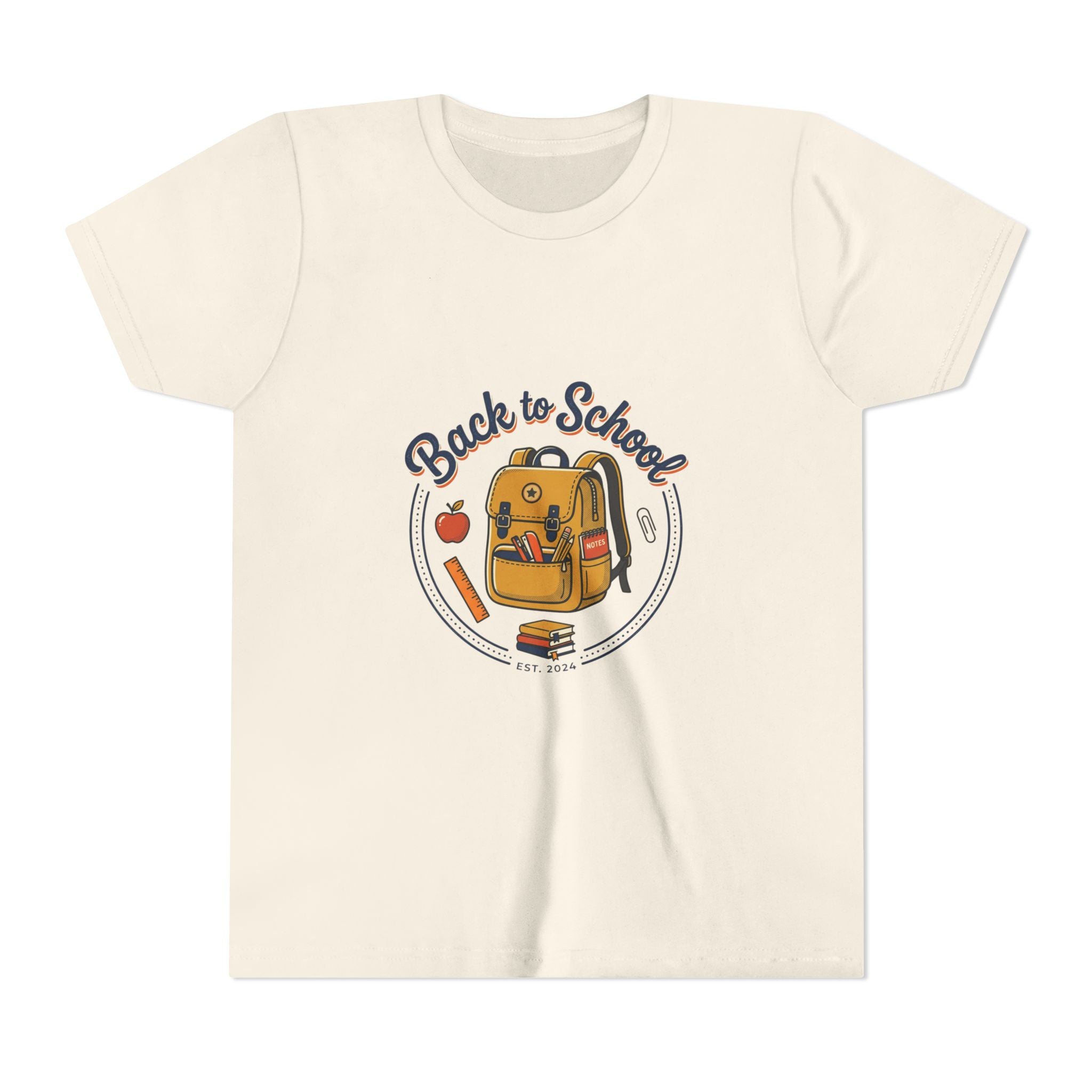 Back to School Youth Tee – Cute Backpack & Apple Kids T‑Shirt for First Day of School