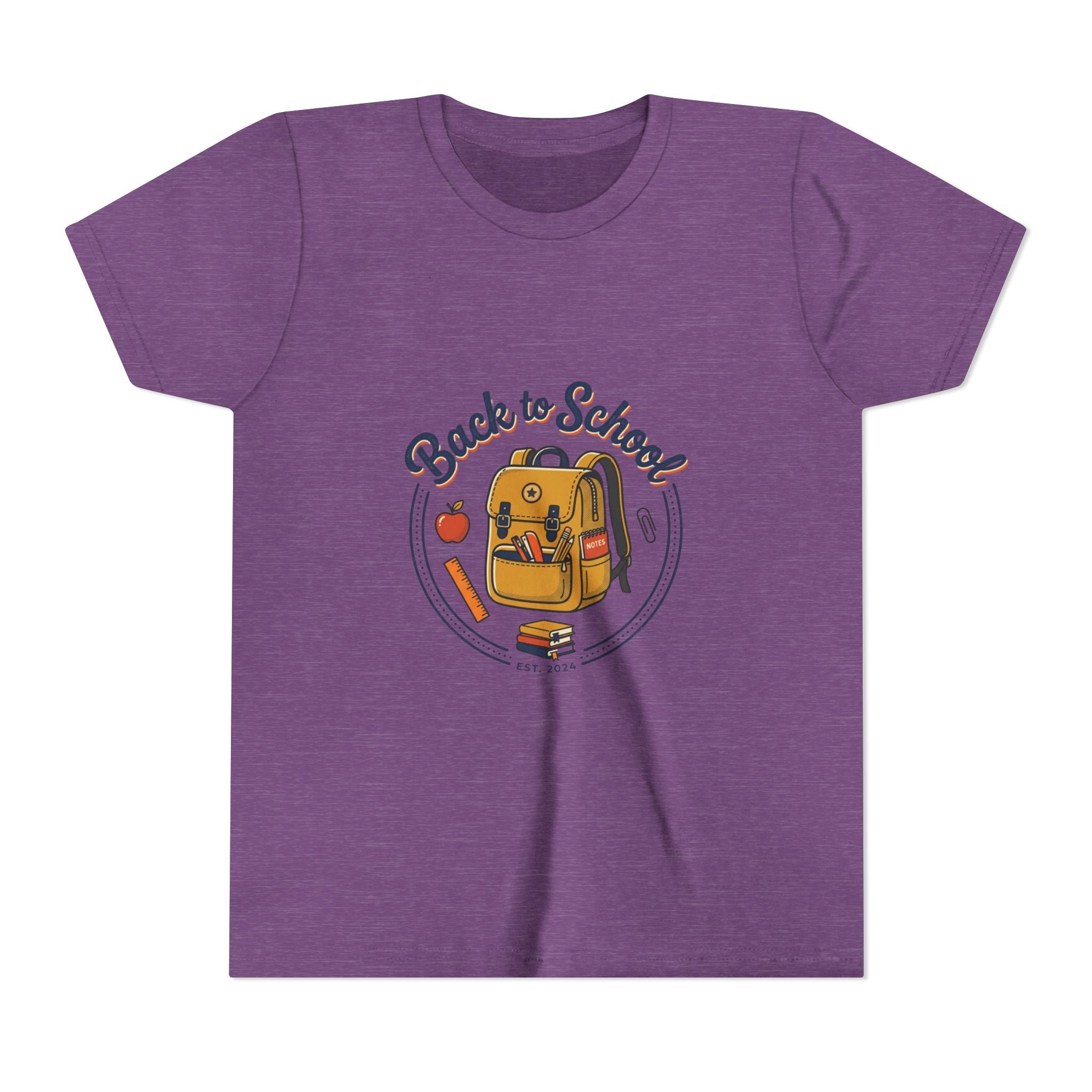 Back to School Youth Tee – Cute Backpack & Apple Kids T‑Shirt for First Day of School