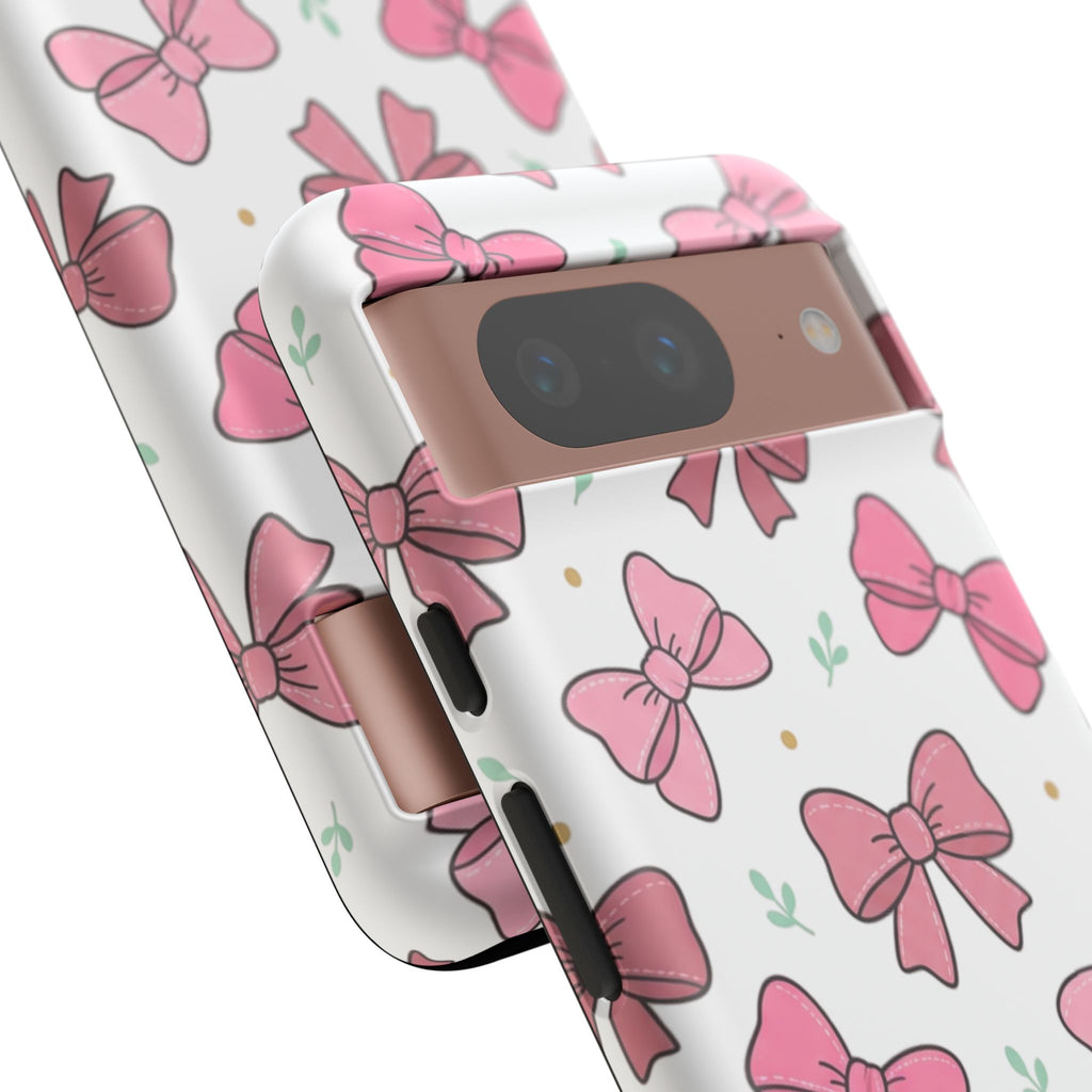 Pink Bow Pattern Phone Case — Cute Floral Ribbon Tough Case