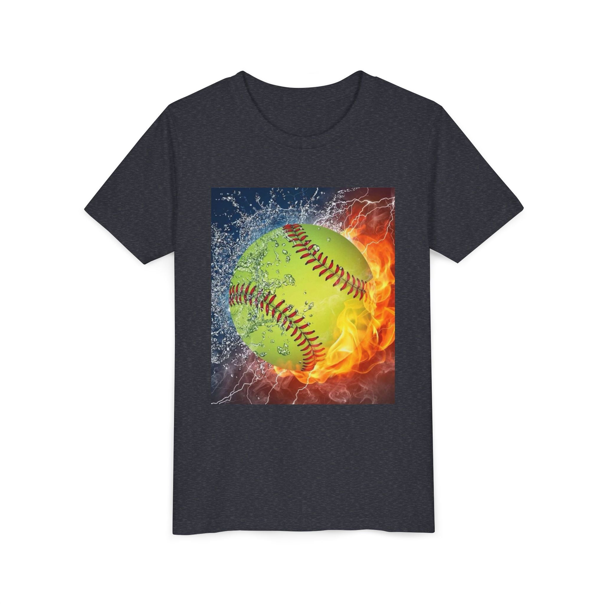 Youth Softball Flame & Splash Tee