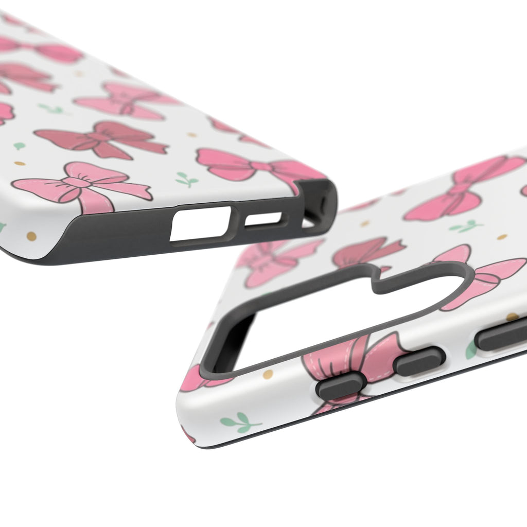 Pink Bow Pattern Phone Case — Cute Floral Ribbon Tough Case