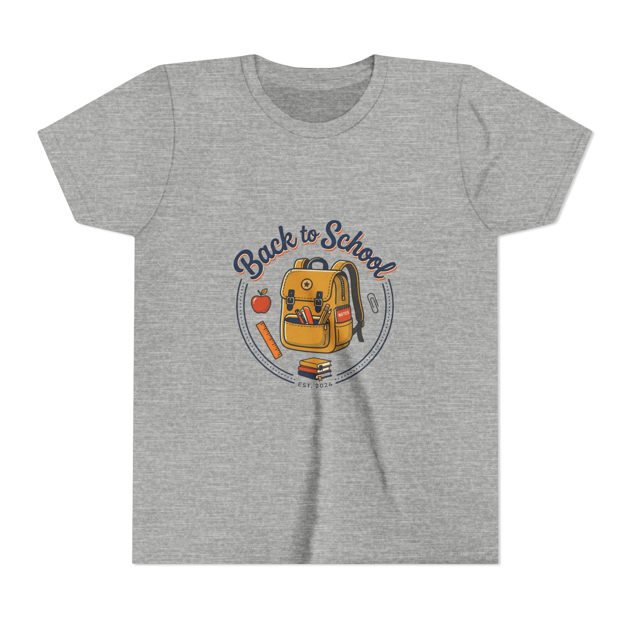 Back to School Youth Tee – Cute Backpack & Apple Kids T‑Shirt for First Day of School